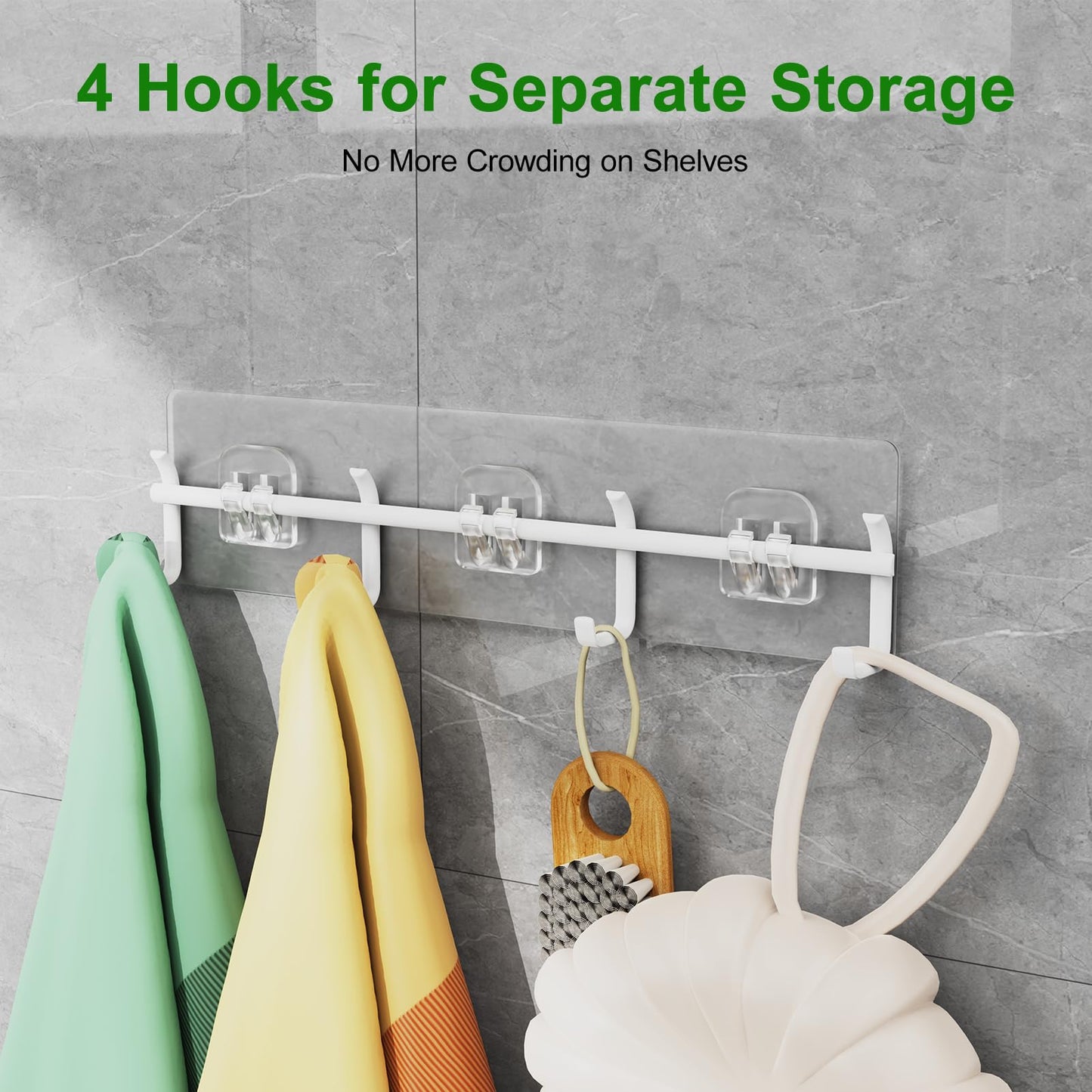 Nefeiya Adhesive Shower Caddy 6 Pack Rustproof Shower Shelves for Inside Shower No Drilling Bathroom Organizers and Storage Large Rack with Soap Holder Clear (clear)