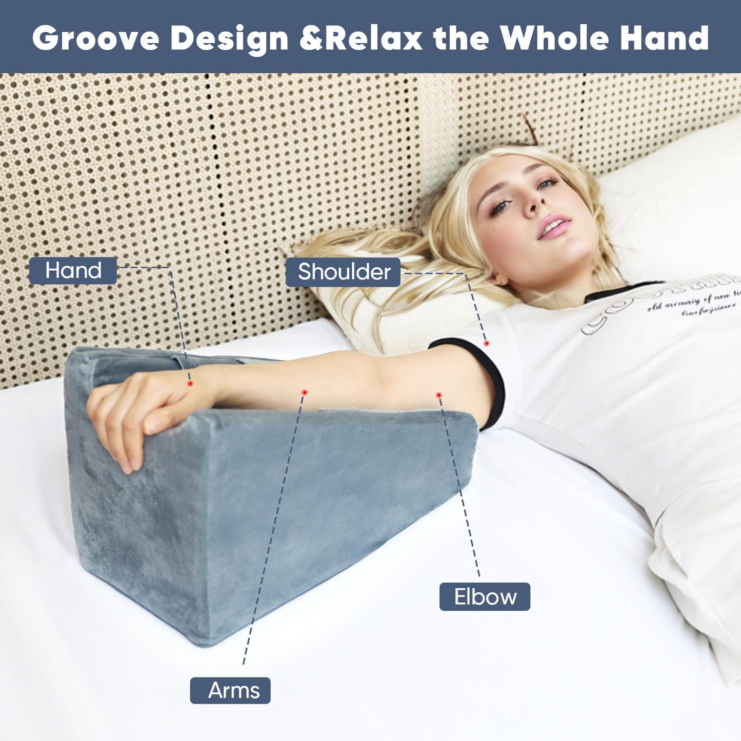 TBXONMOW Arm Elevation Pillow Arm Wedge Pillows for Adults Arm Support Pillow with Pocket for Post Surgery Elbow Rest Pillow with Removable Pillow for Sleeping(Grey)