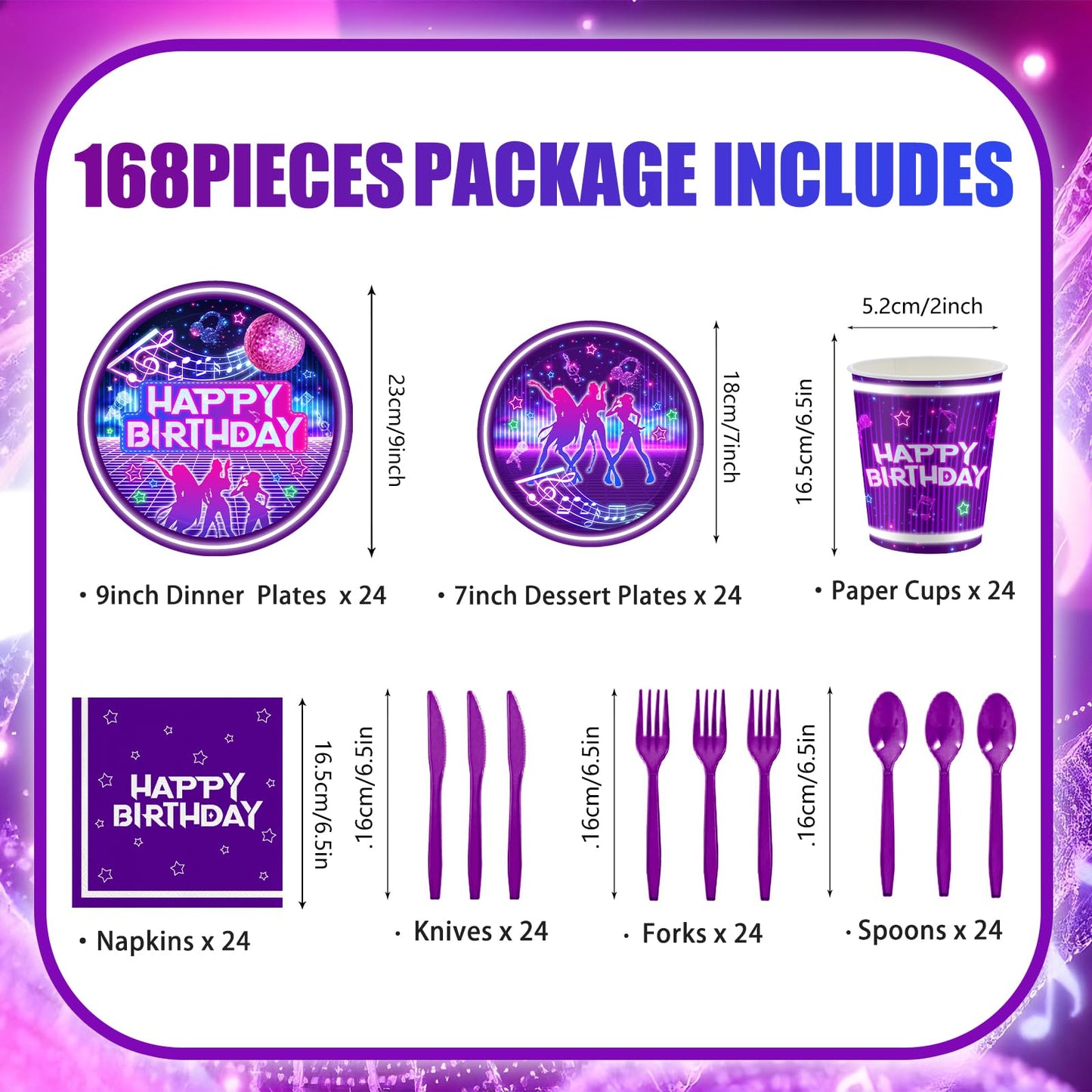168Pcs Kpop Birthday Decorations K Pop Party Plates Napkins Cups Knives Forks Spoons, Kpop Party Decorations, Serve 24