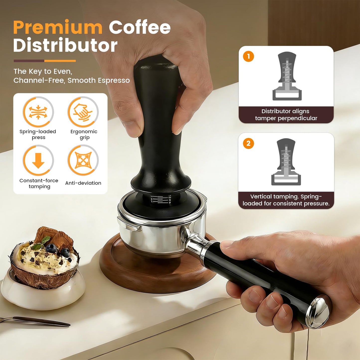 28-Piece 51mm Espresso Accessories Kit, Espresso Machine Tools with Wood Tamping Station, Tamper, Distributor, WDT Tool, Dosing Funnel, Milk Frothing Pitcher & Latte Art Set