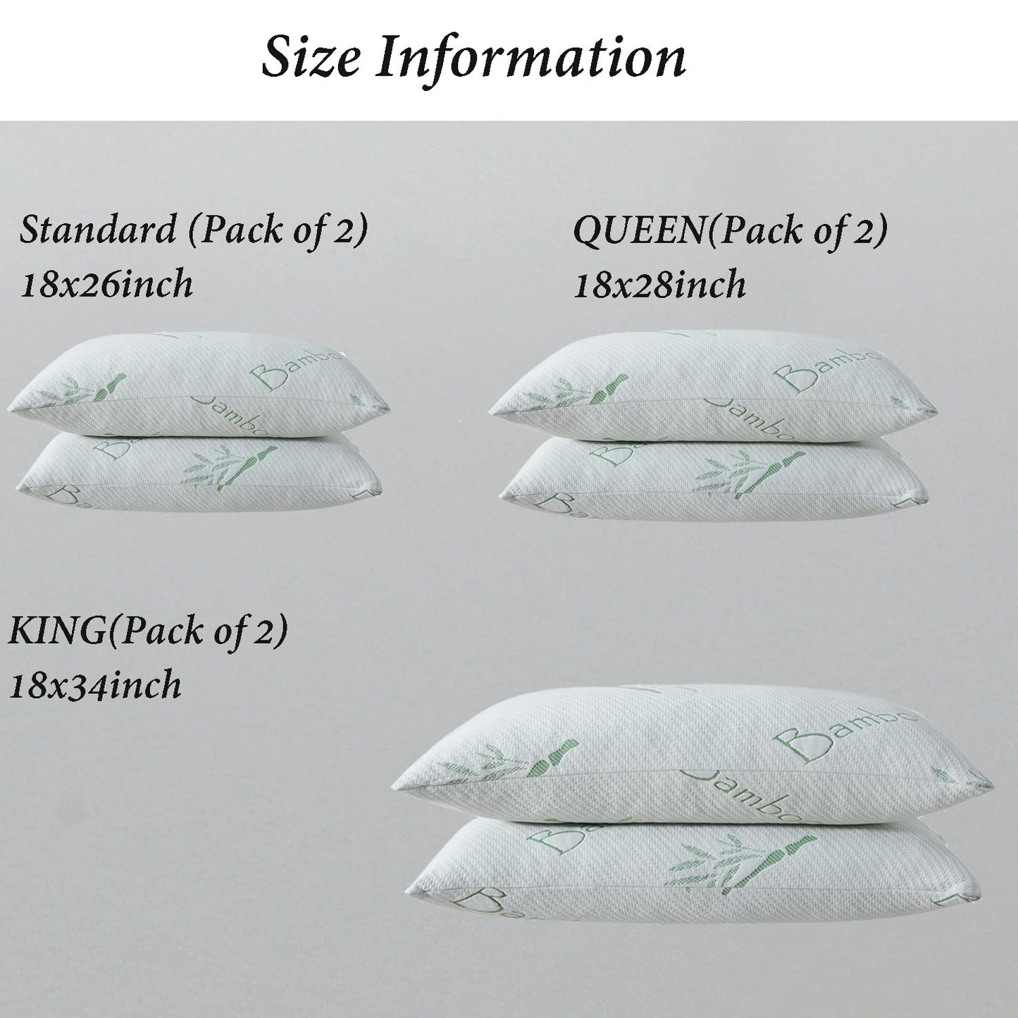 Memory Foam Pillows Queen Size set of 2, Shredded Memory Foam Bed Pillow for Sleeping, Adjustable Fluffy Pillow with Cooling Breathable Cover for All Sleepers, Hotel Quality Rest Pillow Queen 2 Pack