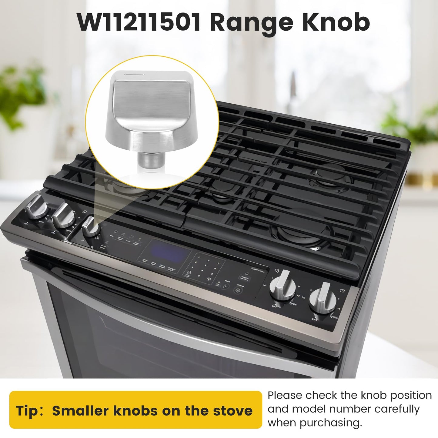 W11211501 Upgraded Gas Range Knob,Replace Whirlpool Part Knob W10850039, Compatible with Whirlpool Gas Range WEG745H0FS0 WEG745H0FH0 WEG745H0LZ0