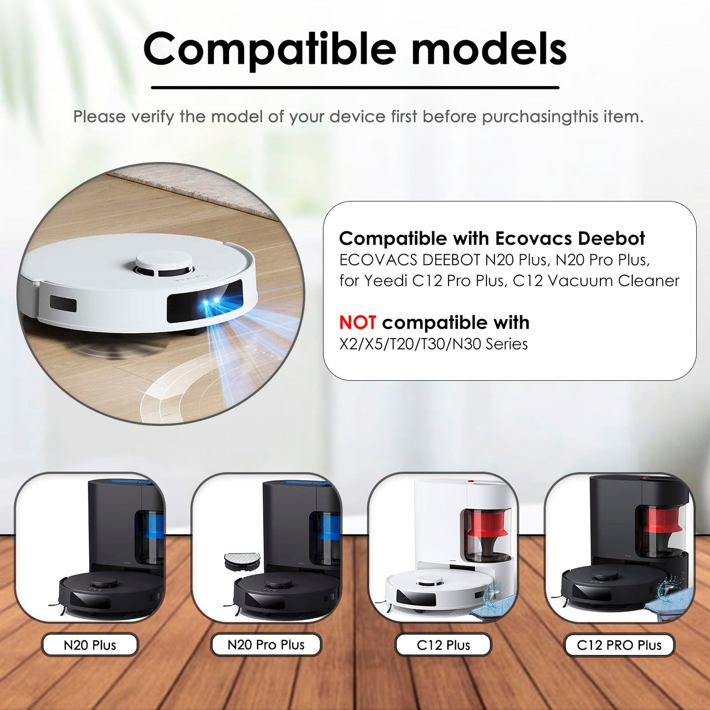 (23 Pack) N20 Plus Replacement Parts Compatible With ECOVACS DEEBOT N20 plus/ N20 Pro Plus Robotic Vacuum Cleaner, 2 Roller Brush, 8 Side Brushes, 7 HEPA Filters, 6 Mop Pads, Accessories Kit