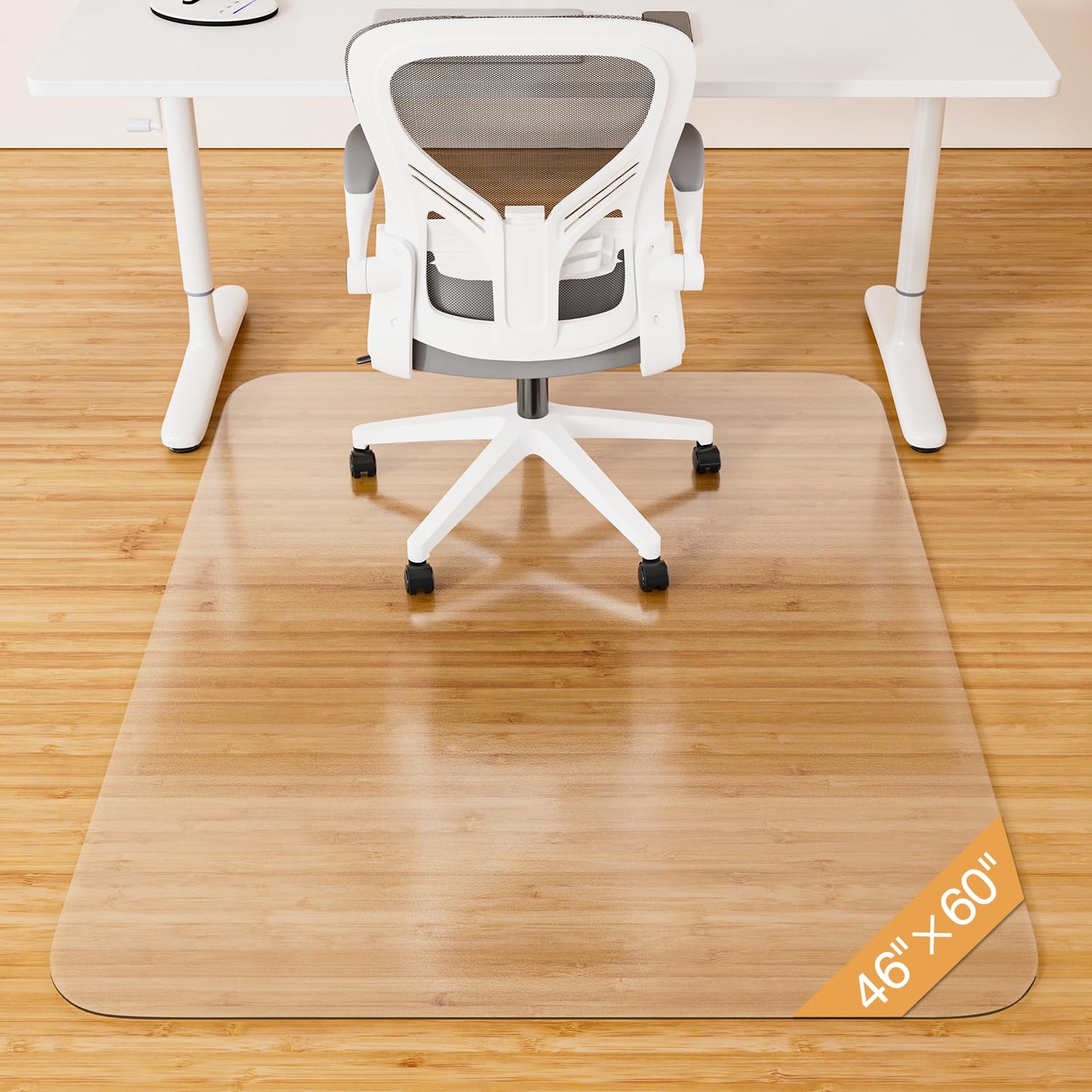 Office Chair Mat for Hardwood Floor, 46" x 60" Clear Plastic Desk Floor Protector, Heavy Duty Non-Slip Chair Mat for Rolling or Gaming Chairs, Durable Computer Mat for Home Office