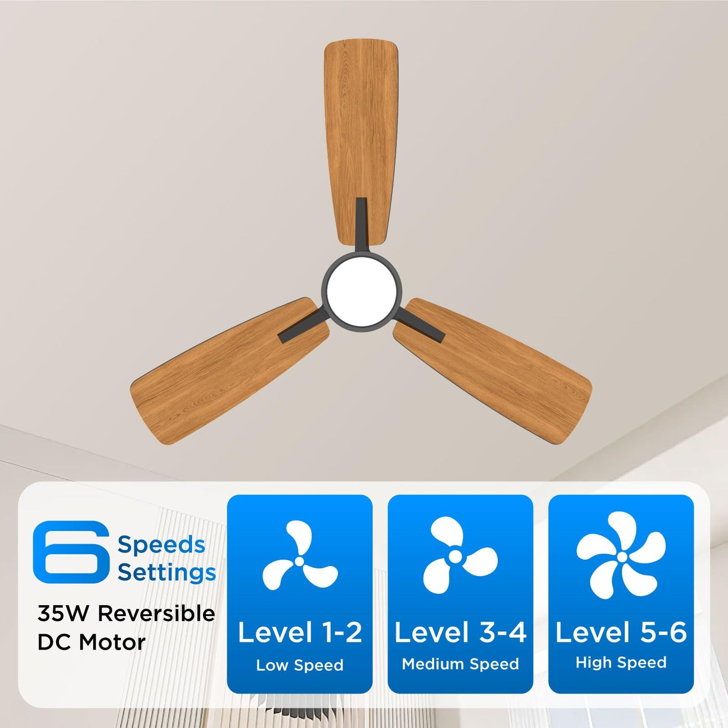 Atolit Ceiling Fans with Lights,42 inch,Quiet Reversible Motor,Easy to Install,6 Speeds,Dimmable,Timer, Black Modern Ceiling Fan for Living Room, Bedroom, Kitchen, Dining room, Office