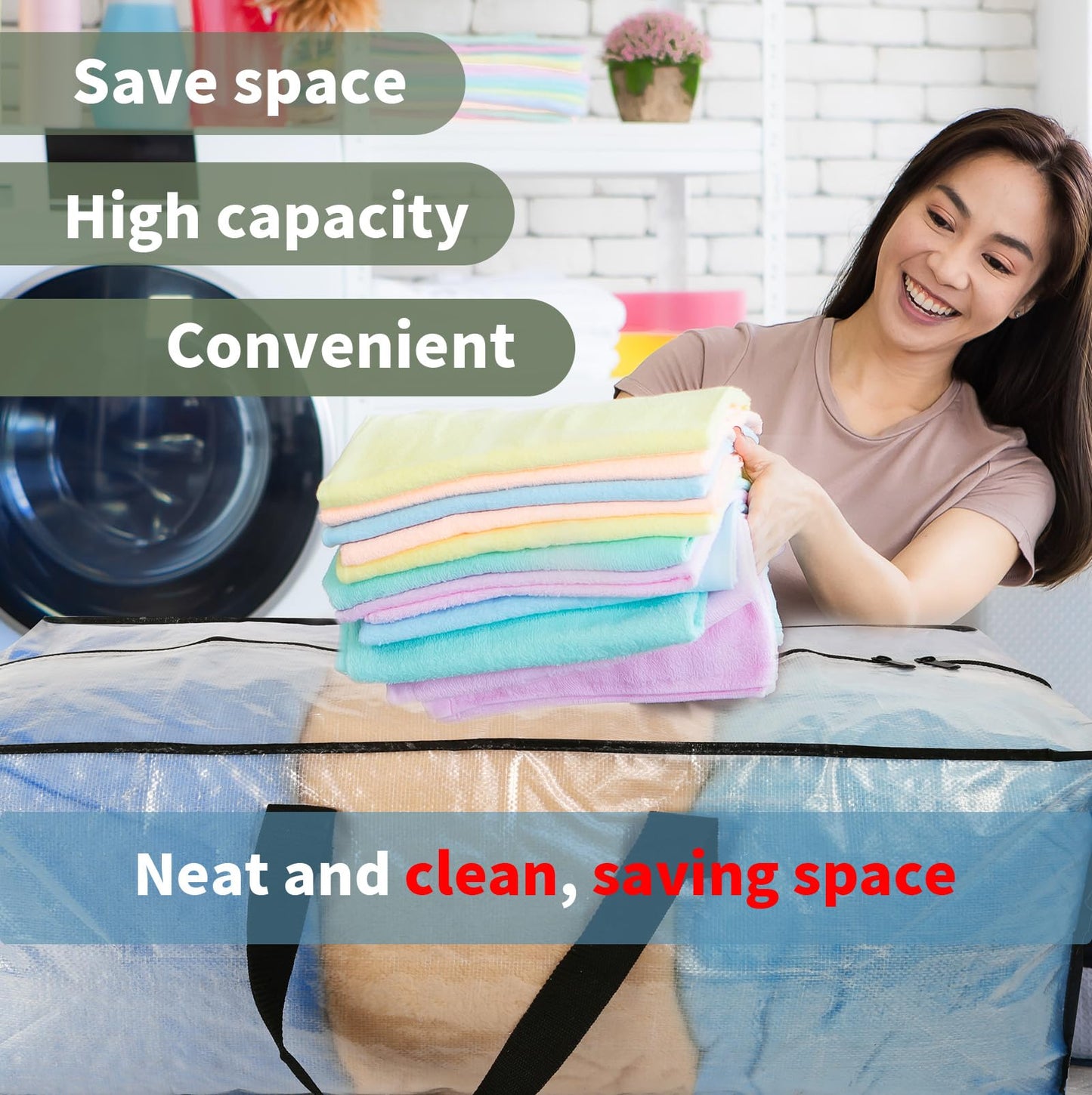 12 Pack Heavy Duty CLear Moving Bags, Large CLear Storage Bags for College Dorm Room Essentials, Alternative to Moving Boxes, Compatible with IKEA Frakta Cart