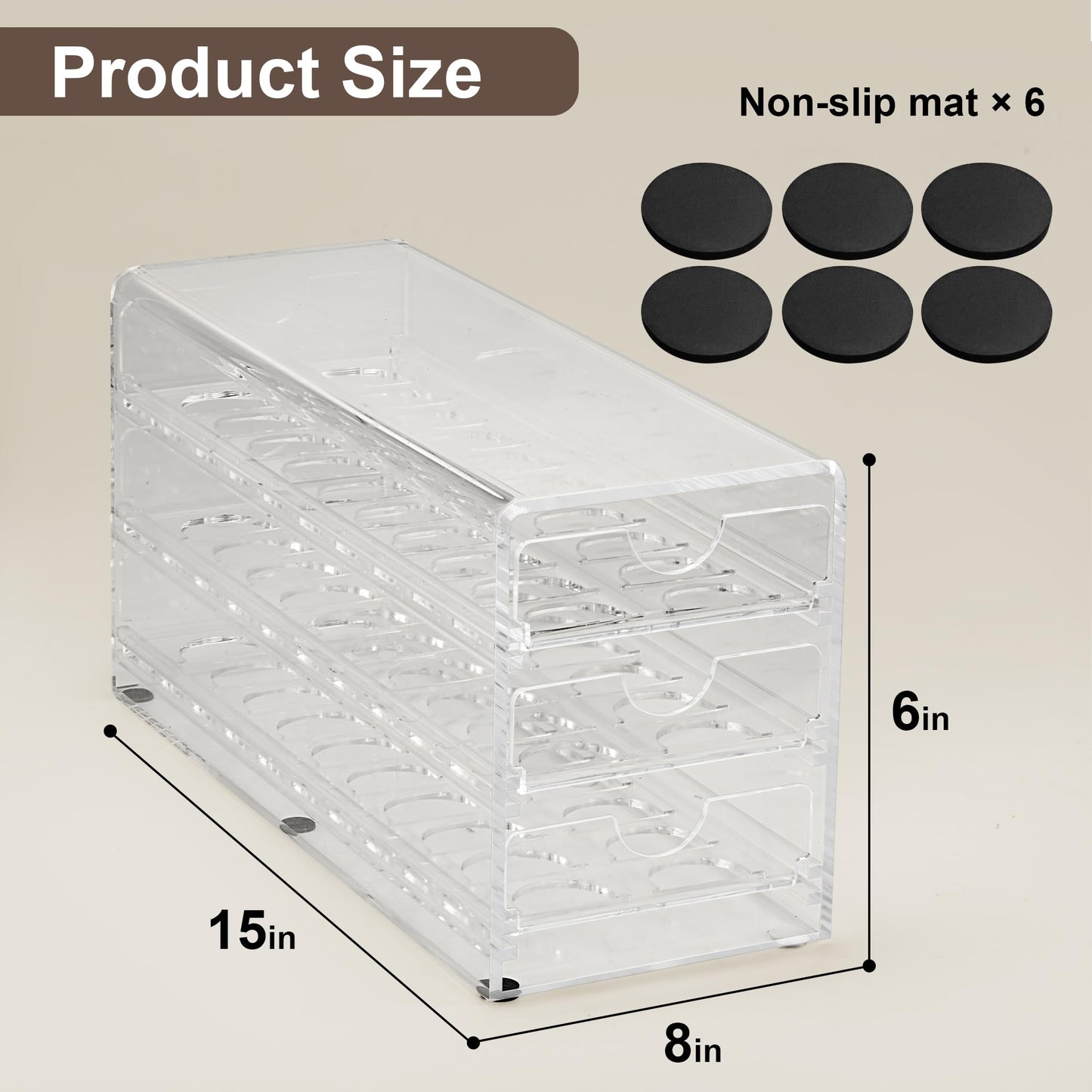3 Layers Clear Acrylic Coffee Pod Drawer for Nespresso Vertuo 60 Pod Double Sided Pull Out Organizer