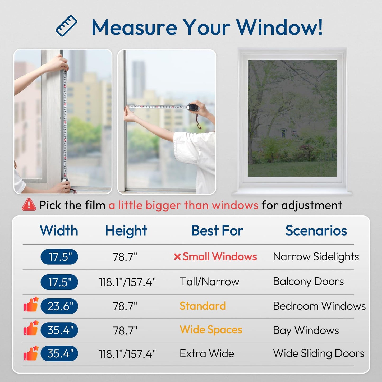 rabbitgoo One Way Window Privacy Film Tint with 3 Tools for Home, Sun Heat UV Blocking Control Reflective Adhesive Mirror Tint See Out Not in Office Door Covering, Black Silver, 35.4 x 78.7 inches