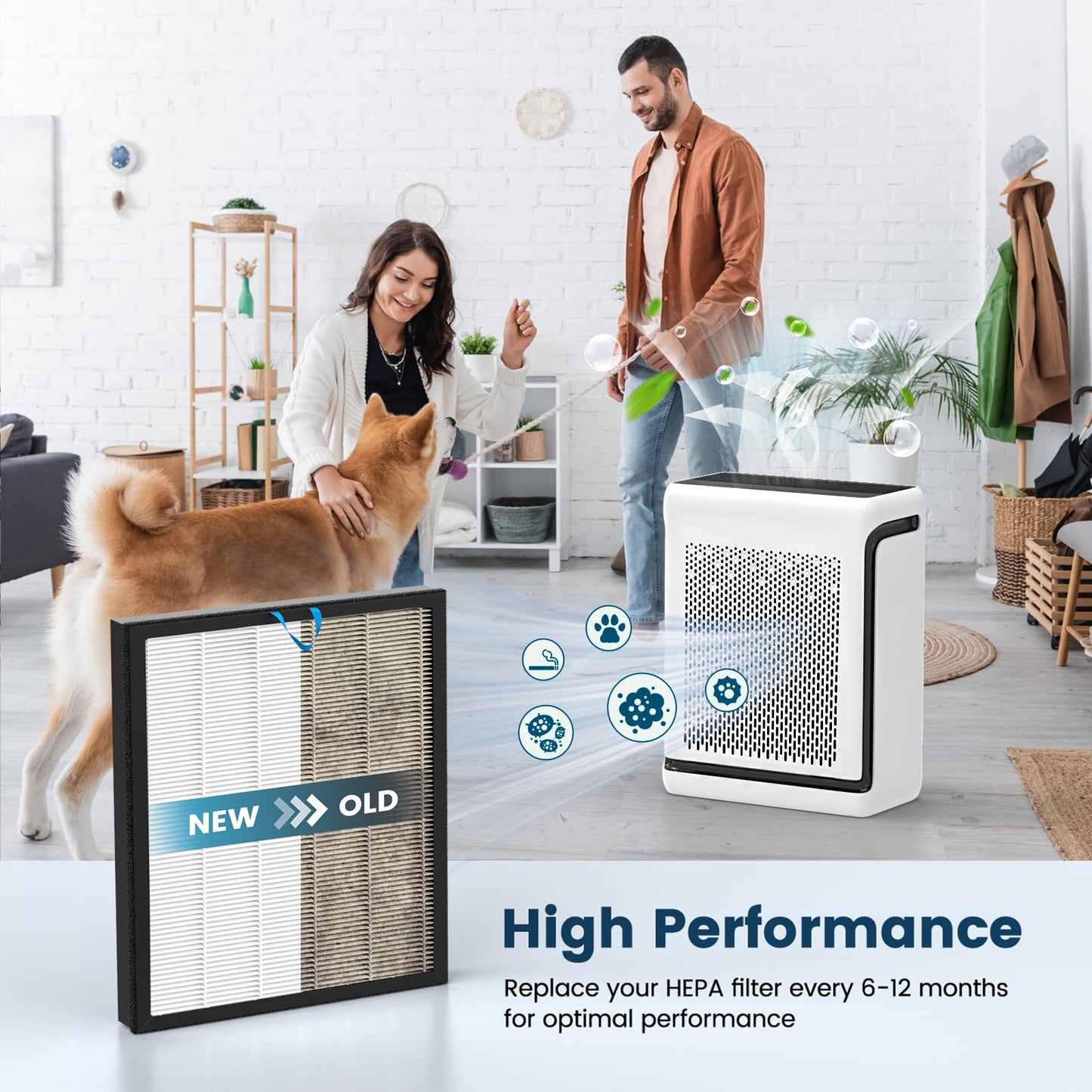 Vital 100S-P Replacement Filter Compatible with LEVOIT Vital 100S and Vital 100S-P Air Purifier, 3-in-1 H13 Grade True HEPA, High-Efficiency Activated Carbon Filter, Vital 100S-RF, 2 Pack White