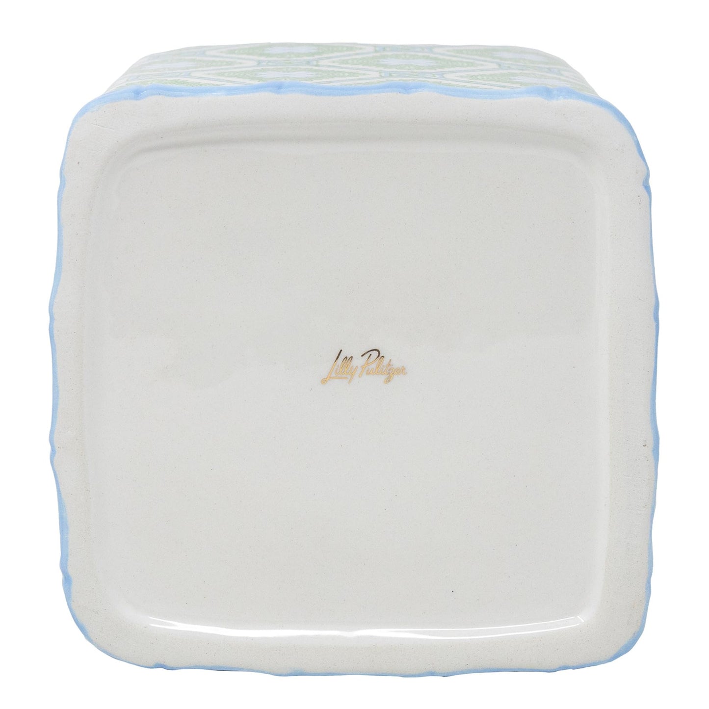Lilly Pulitzer Ceramic, Square, Tissue-Box Cover, Tissue Holder for Home Decor (Bamboo Logo Trellis)