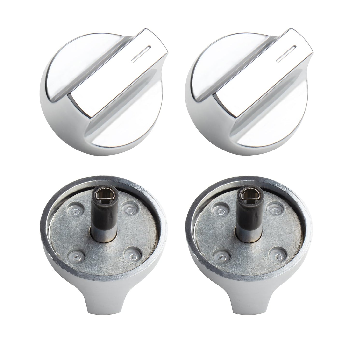W11517334 Range Knob for Whirlpool Gas Range Stove Oven Knob WEG745H0FS0 WEG515S0FS0, 4-Pack High Heat-Resistant Knob - D Interface Stainless Steel - Easy to Install - Replace W11122869 W10850033 ﻿