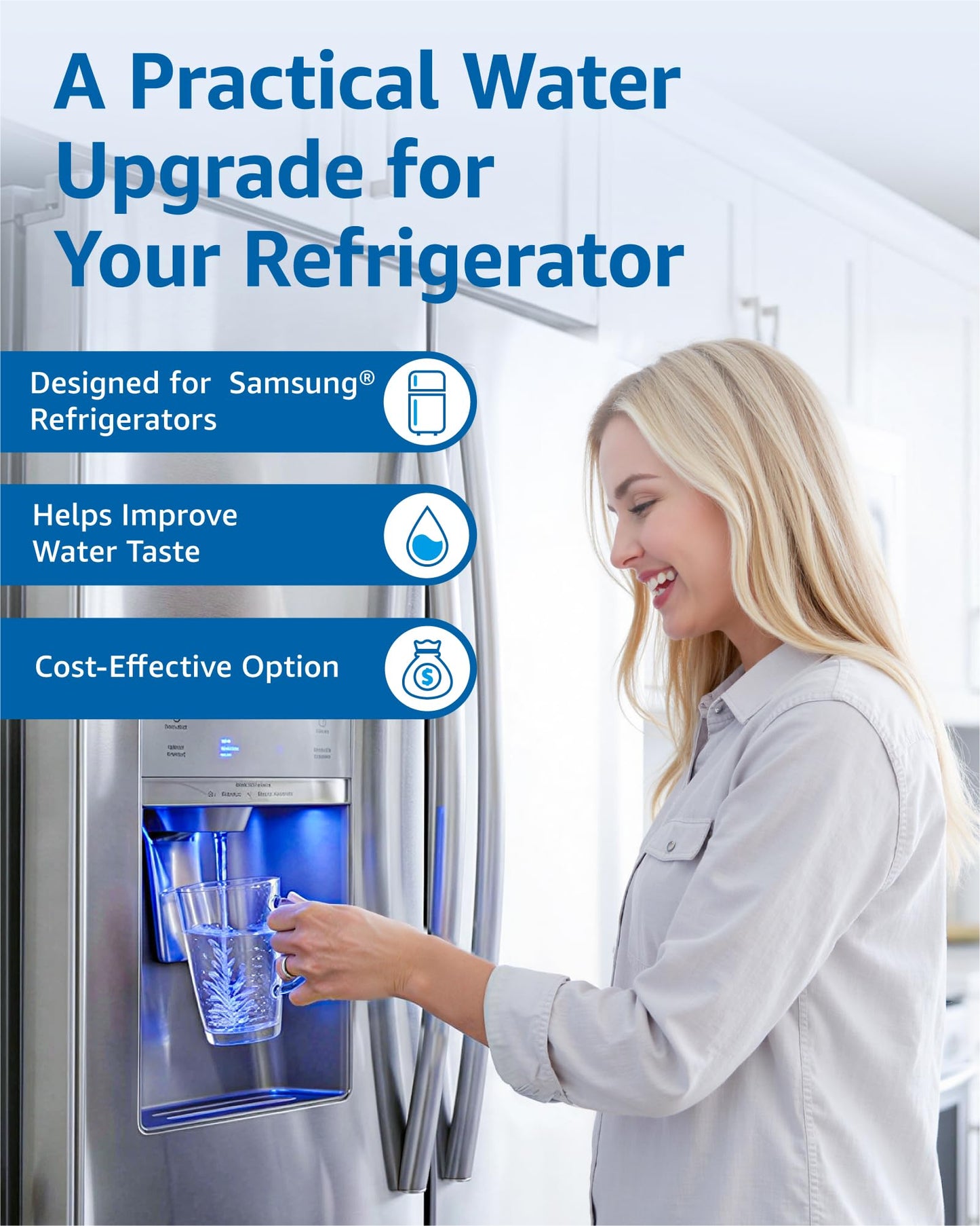 Filterlogic FL-RF45 Refrigerator Water Filte, Replacement for Samsung® DA97-17376B, HAF-QIN/EXP, DA97-08006C, RF28R7201SR, RF28R7351SG, 4 Pack