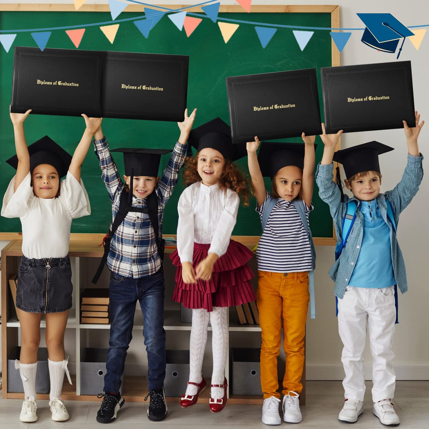 12 Pack Graduation Diploma Holder 8.5 x 11 Inch Black Padded Diploma Cover Embossed Certificate Holders Bulk for High School University Grad