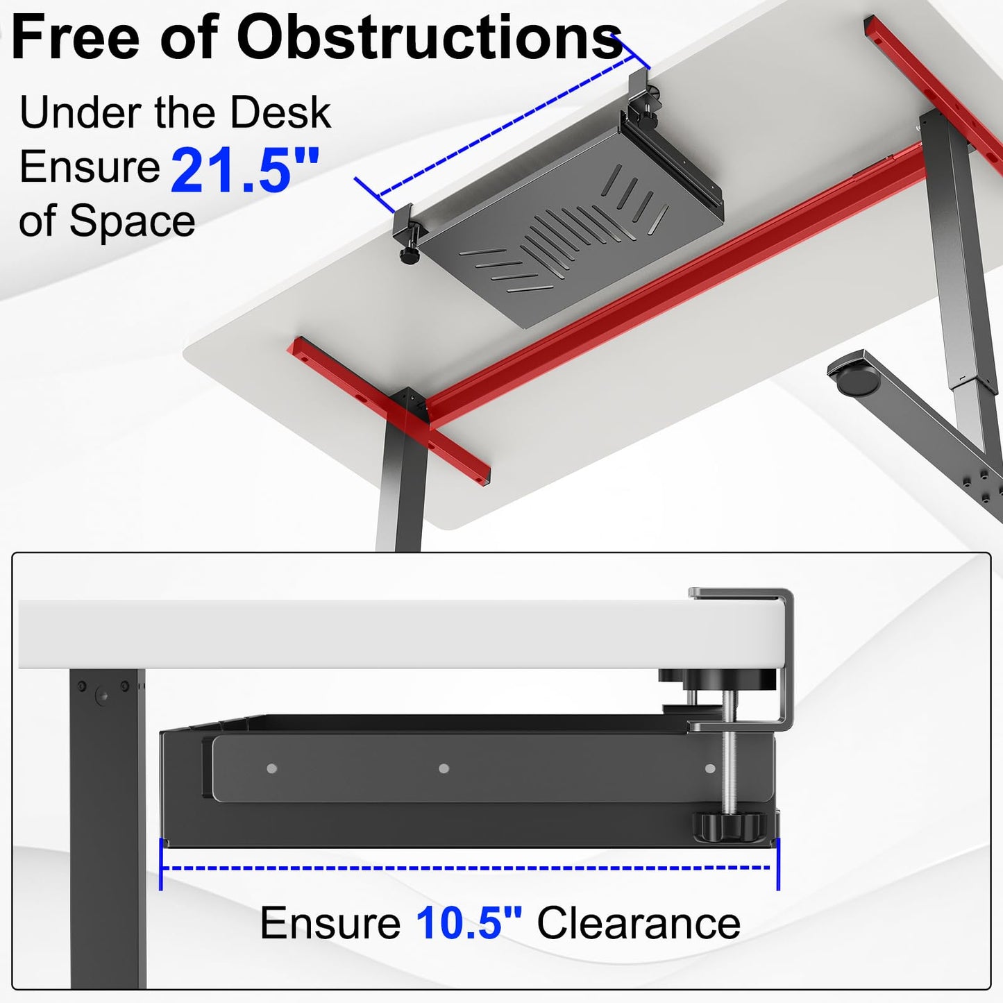 Sliding No Drill Under Desk Laptop Mount, Metal Under Desk Storage Shelf with Cable Management, Slide Out Laptop Storage Tray for MacBook, Mac Mini, Fits Office Workstations(Black with slid rail)