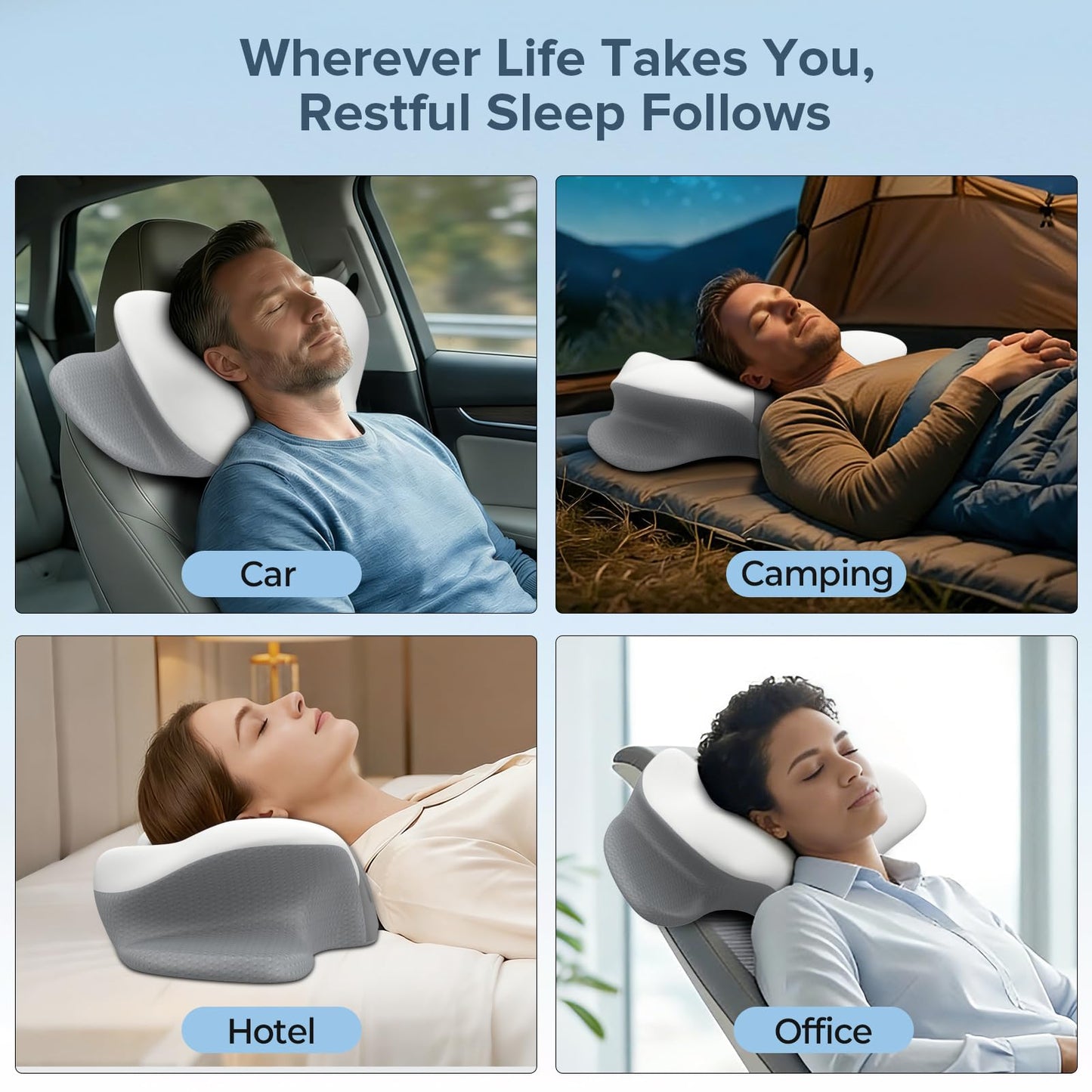 beslovo Cervical Neck Pillow for Pain Relief, Ergonomic Side Sleeper Pillow for Sleeping, Orthopedic Neck Support Contour Memory Foam Pillow for Side Back Stomach Sleepers, Ideal for Office Travel