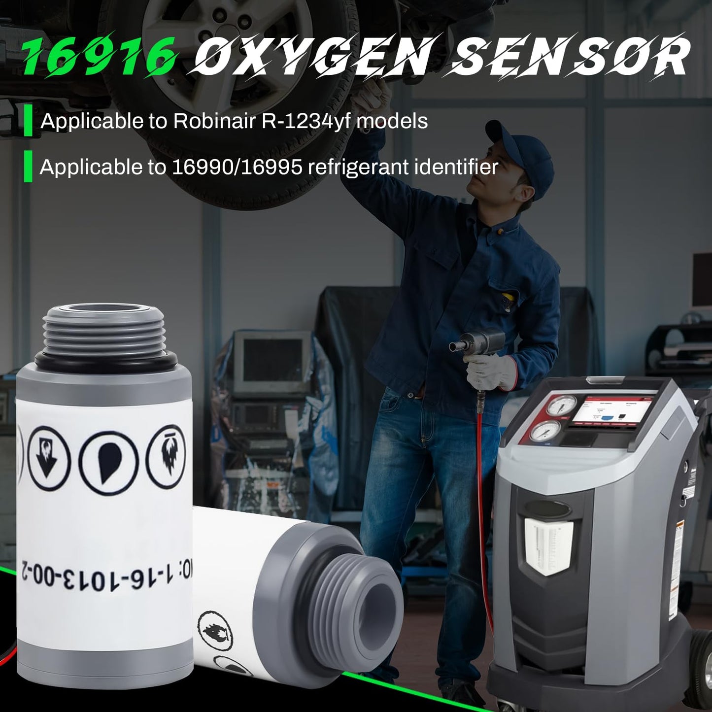 16916 Replacement Oxygen Sensor Compatible with Robinair R-1234yf Machines and Refrigerant Identifiers 16990/16995 - Fits AC1234-4, AC1234-4SL, AC1234-4-230, AC1234-6, AC1234-9