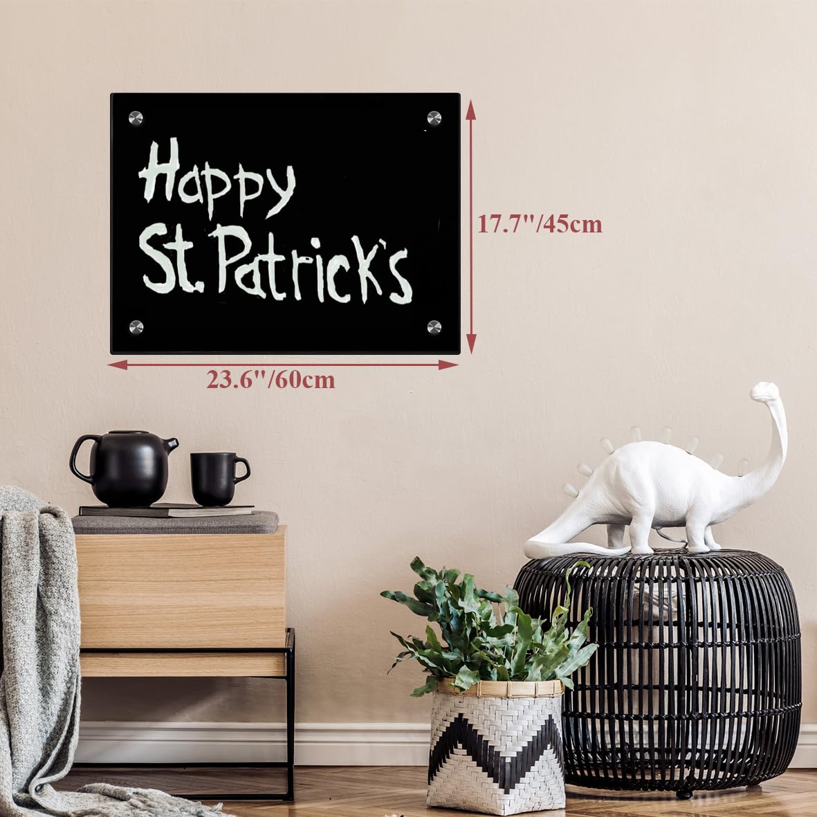 Black Glass Dry Erase Whiteboard, 18" x 24" Frameless Glass White Board for Home, School, Office, Black Surface