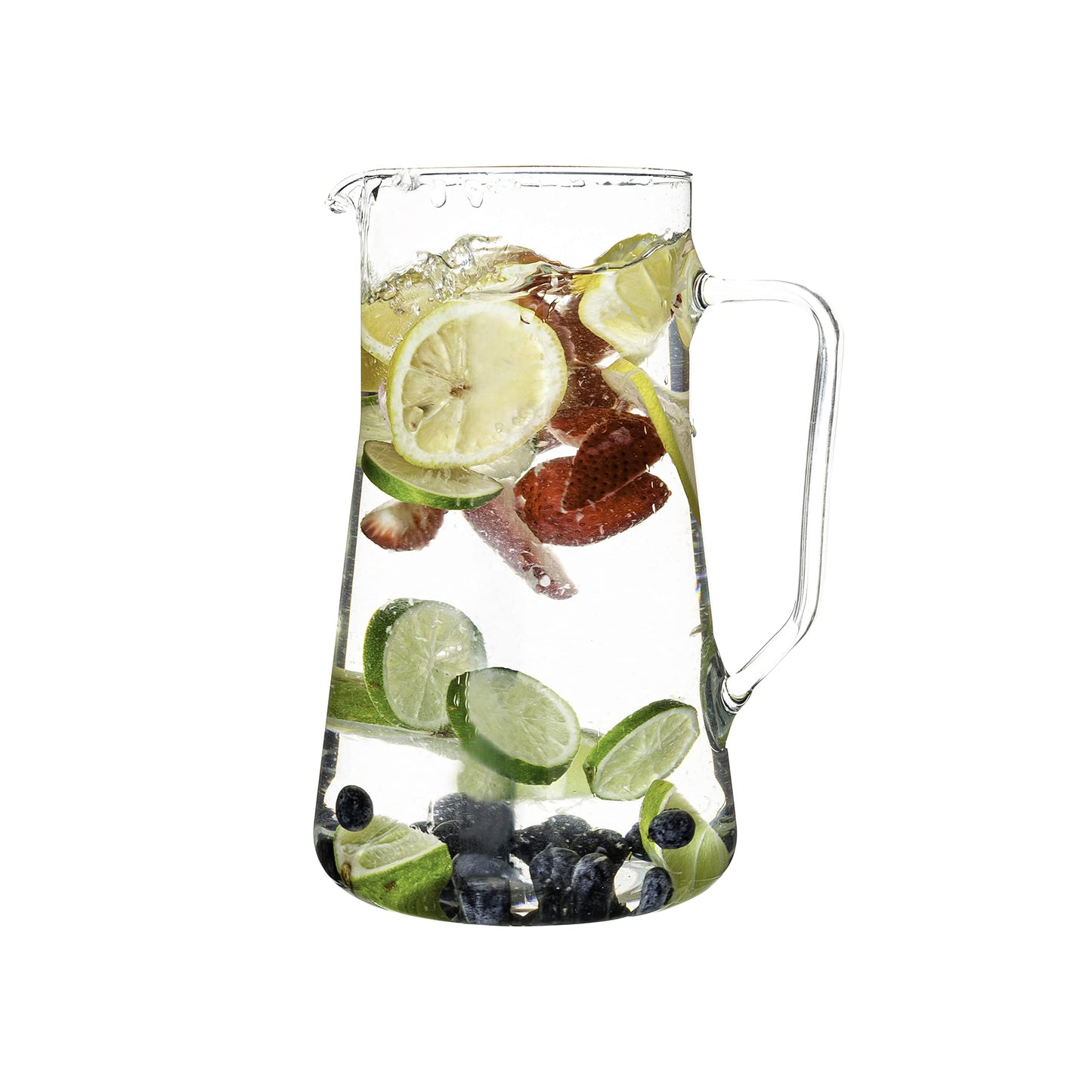 Simax Large Glass Pitcher With Spout, 2.5 Quart (80 Ounce) Borosilicate Glass Iced Tea Pitchers with Handle, Angled Cylinder Design, Glass Water Pitcher