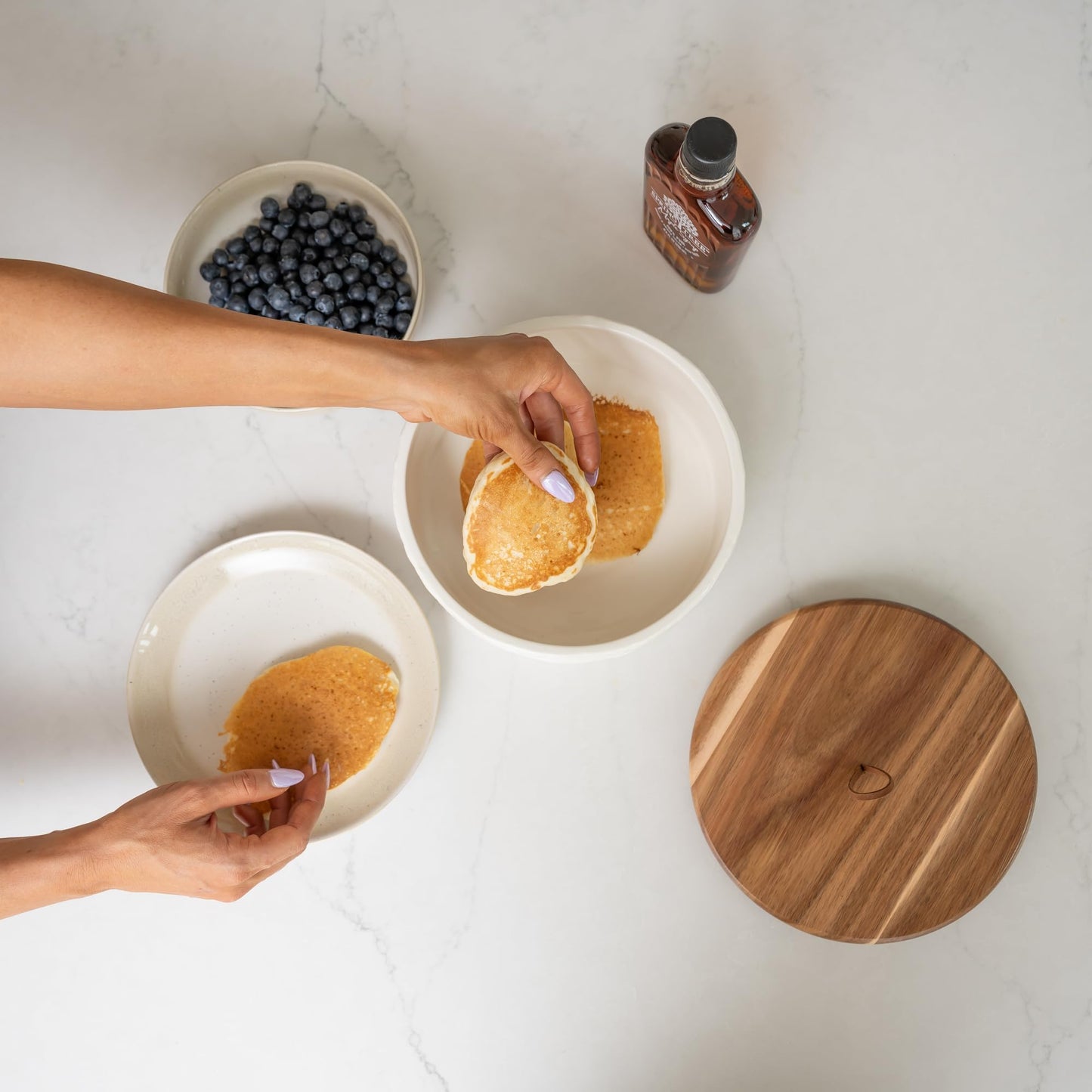 Everbrook Authentic Wood and Ceramic Tortilla Warmer - Tortilla Holder with Lid - Bread Warmer - Pancake Holder- Roti Box - 8.5 Inches