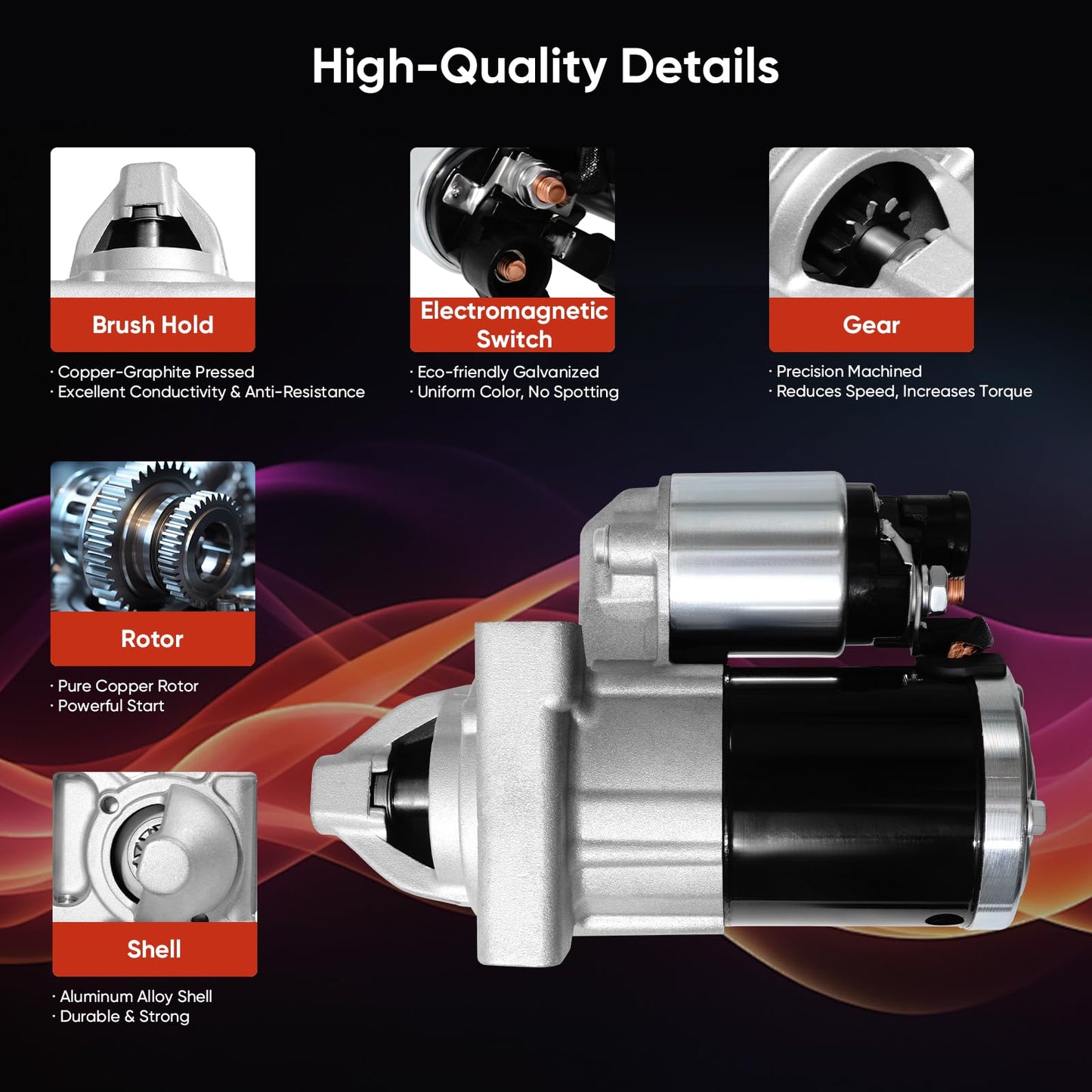 10910N Starter New for 2014-2020 Chevy Silverado 1500 Suburban Tahoe, GMC Sierra 1500 Yukon Savana V6 V8 4.3L 5.3L 6.2L, Cadillac Escalade 2015-2017 V6 V8 4.3L 5.3L 6.2L, 12655055 M000T24072