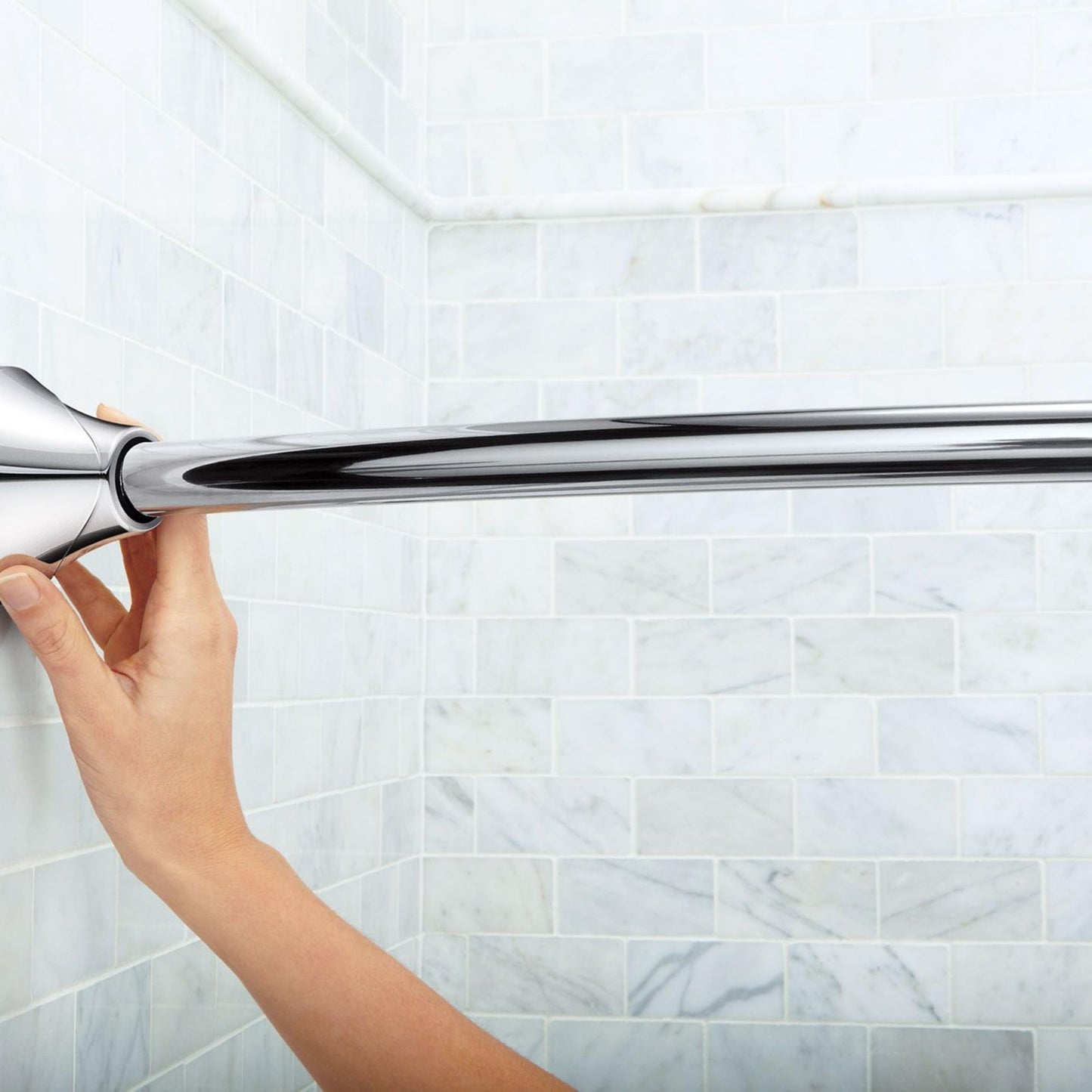 Moen Curved Adjustable Spring Tension No Drill Shower Curtain Rod for Bathroom, Chrome Finish, CSR2172CH