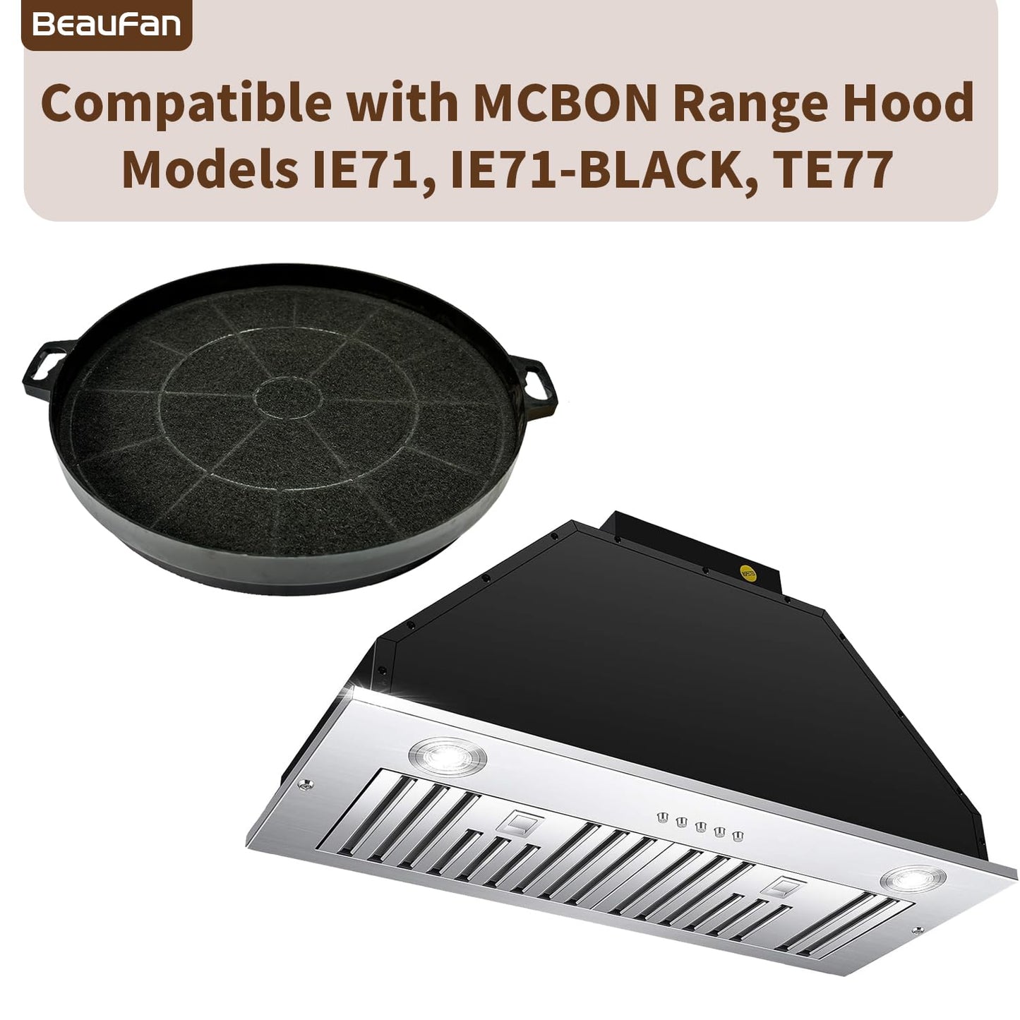 2 Pack CFI010 Charcoal Filters Fit MCBON IE71-BLACK, TE77, Fit Hauslane Range Hoods IN-R200SS Series, IN-R300SS Series, WM-540SS-30, WM-730SS-30