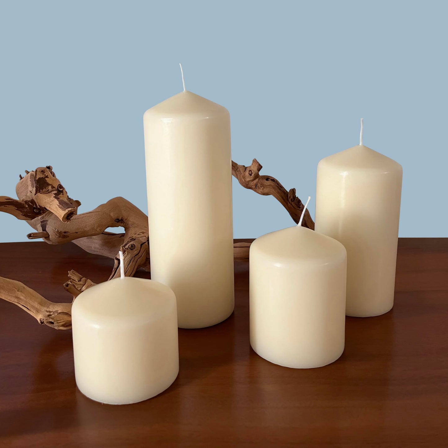 Stonebriar Unscented Pillar Candles – 80 Hour Burn Time, Long-Lasting Wax Candles for Weddings, Holidays, Home Décor & Special Events, Pack of 3, Ivory, 3" x 8"