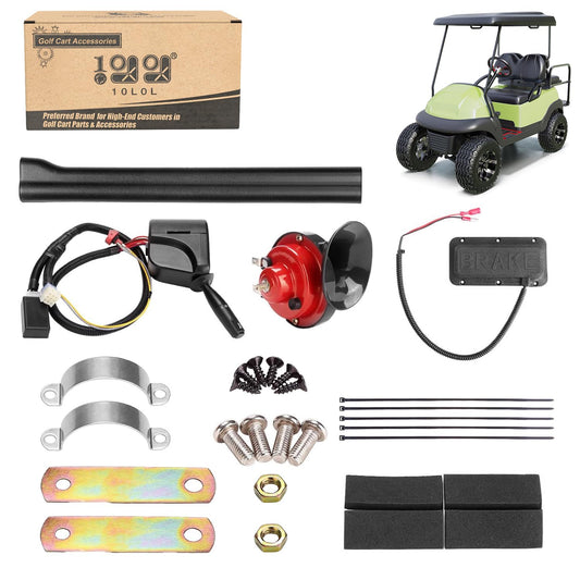 10L0L Golf Cart Turn Signal Kit with Horn Button, Blinker Switch, Brake Light Pad Switch, Only Fits Light Kit with 9-Pin Plug Upgrade Wiring Harness - 12V Operation