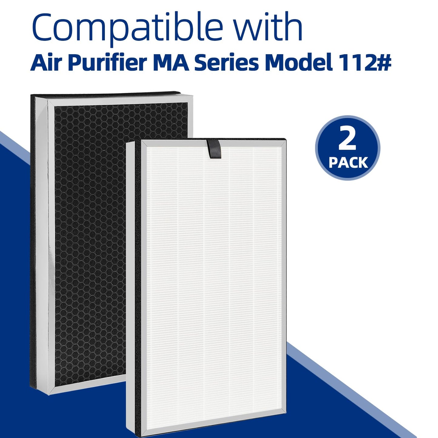 112 Air Purifier Replacement Filter: Compatible with MA Series 112 Air Purifier V2.0, 3 in 1 Pre-filter, Pleated Filter and Activated Carbon Filter, 2 Pack