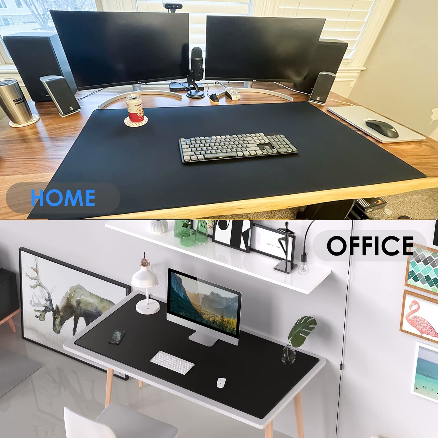 KTRIO Oversized Gaming Mouse Pad Desk Mat, Micro-Weave Cloth for Precise Control, Non-Slip Rubber Base, Stitched Edges, Water-Resistant, Full Desk Coverage for Gamer, Office & Home, 47.3 x 23.6 in