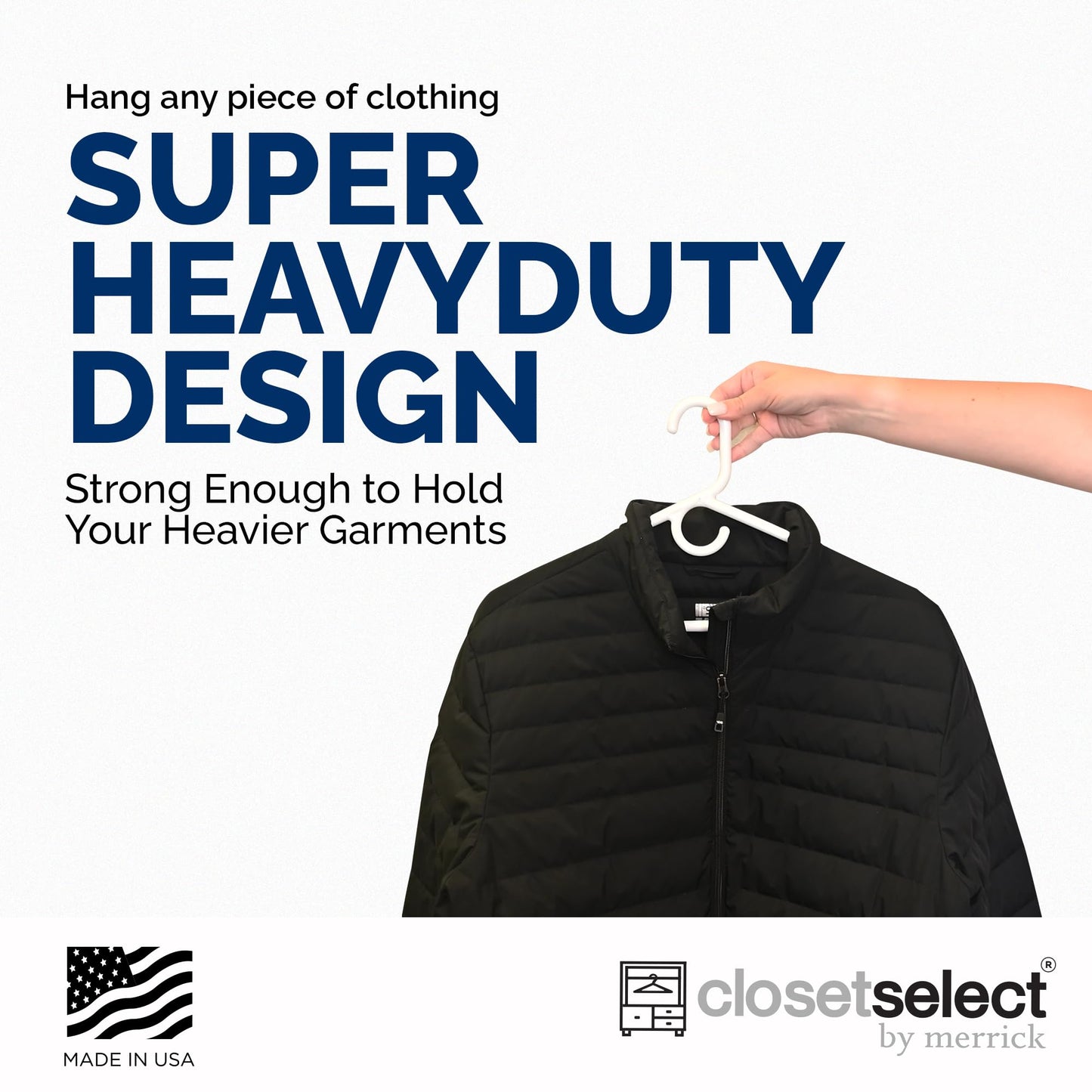 Super Heavy Duty Plastic Hangers, Made in USA, White Super Heavy Weight Hanger, 24 Pack