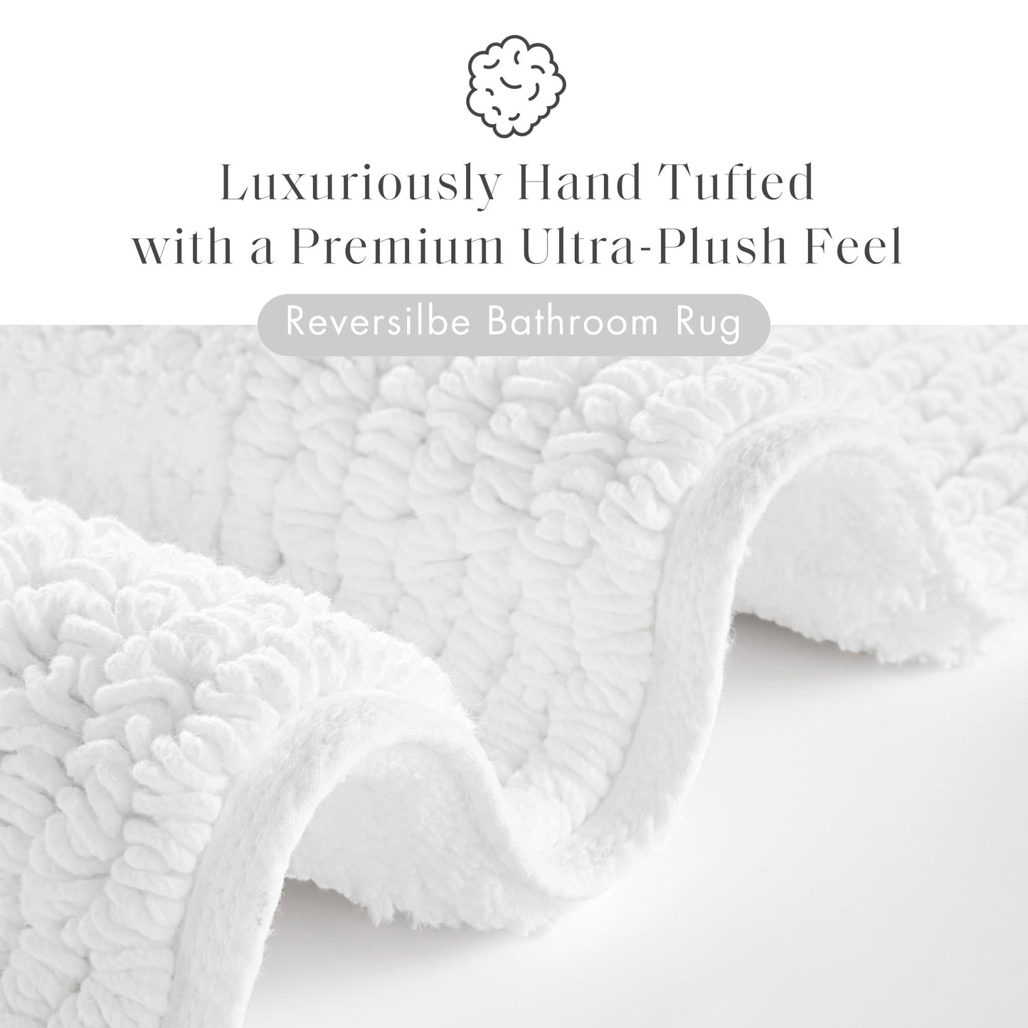 Madison Park Splendor Reversible 100% Cotton Tufted Bathroom Rug-3000 GSM Hotel Quality Luxurious Plush Medium Pile Bath Mat Absorbent, Quick Dry, Shower Room Décor, 17x24 White