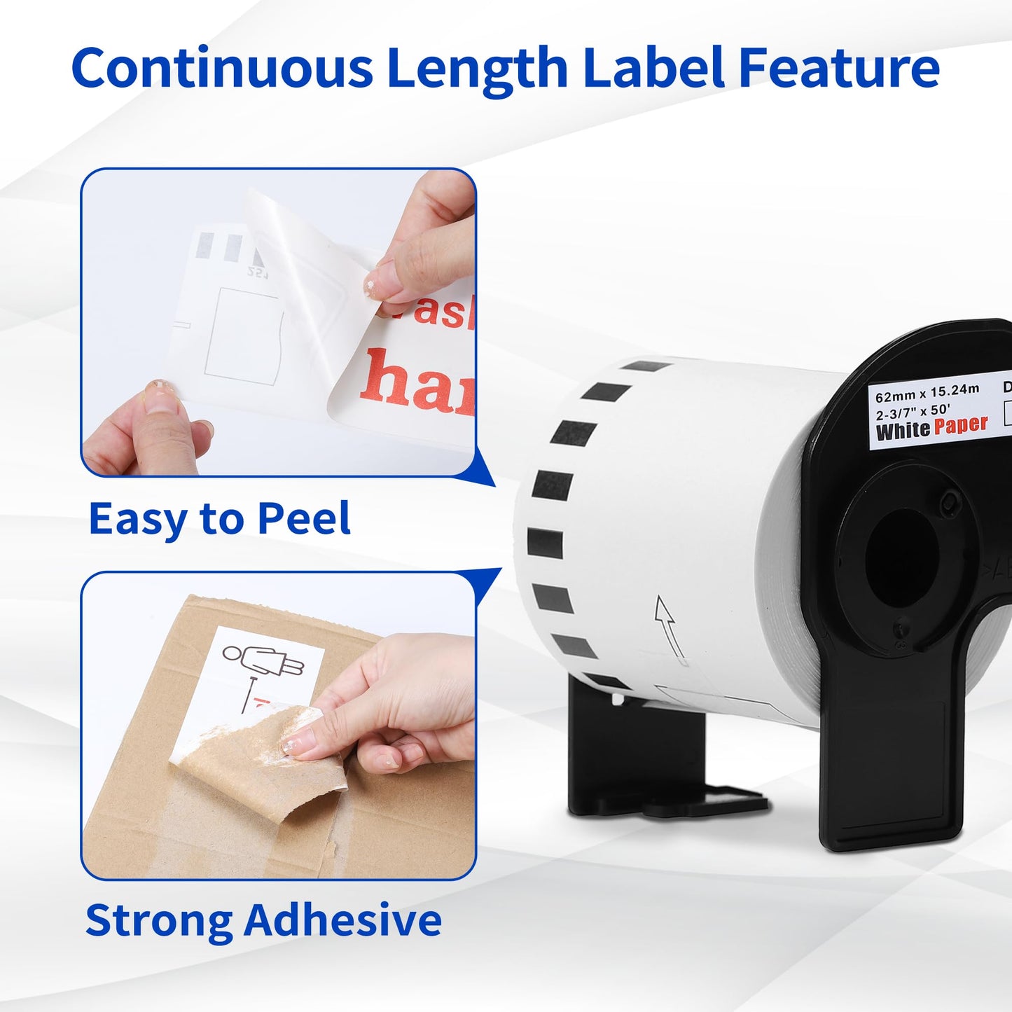 3 Rolls DK-2251 Continuous Length Label 2.4in x 50ft, Wonfoucs Compatible for Brother DK 2251 Continuous Length Black/Red Label on White Paper Tape, Replacement for QL-820NWB QL 810W QL800