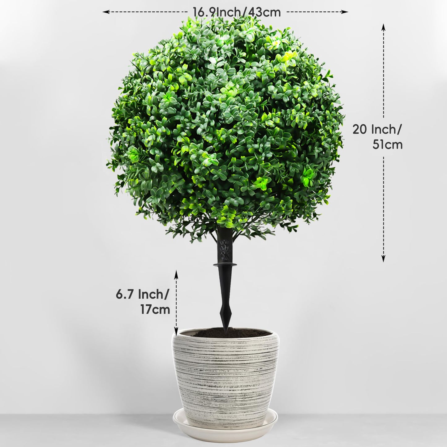 26-Inch Artificial Topiary Boxwood Ball Trees (Set of Two) – Lifelike, UV-Resistant Decor for Indoor & Outdoor Use – Enhance Your Space with Vibrant Greenery
