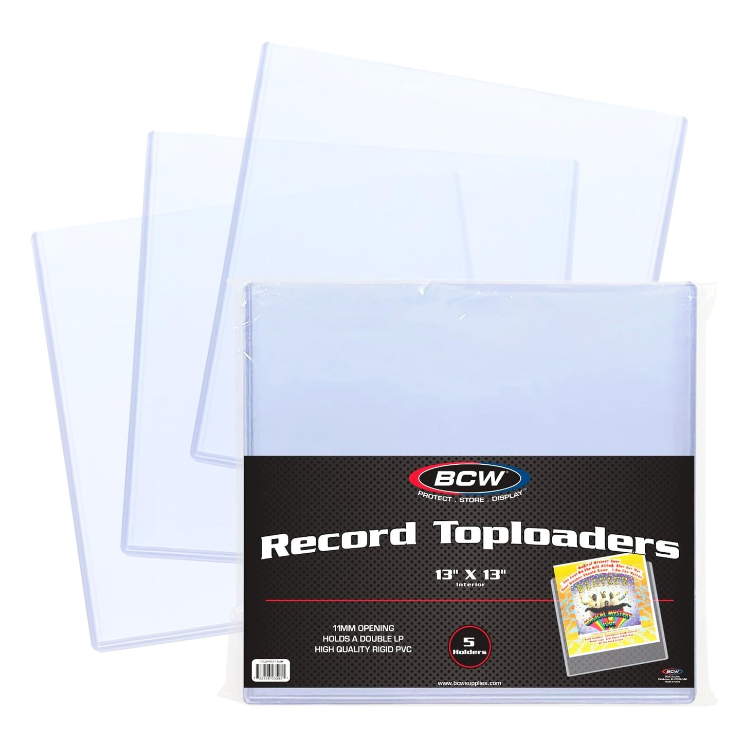 BCW 12-Inch Vinyl Record Topload Holder - 5 Pack | 11MM Thick | Rigid PVC Double LP Album Protector | Compatible with Record Sleeves and Bags | Essential Vinyl Album Storage and Display Solution