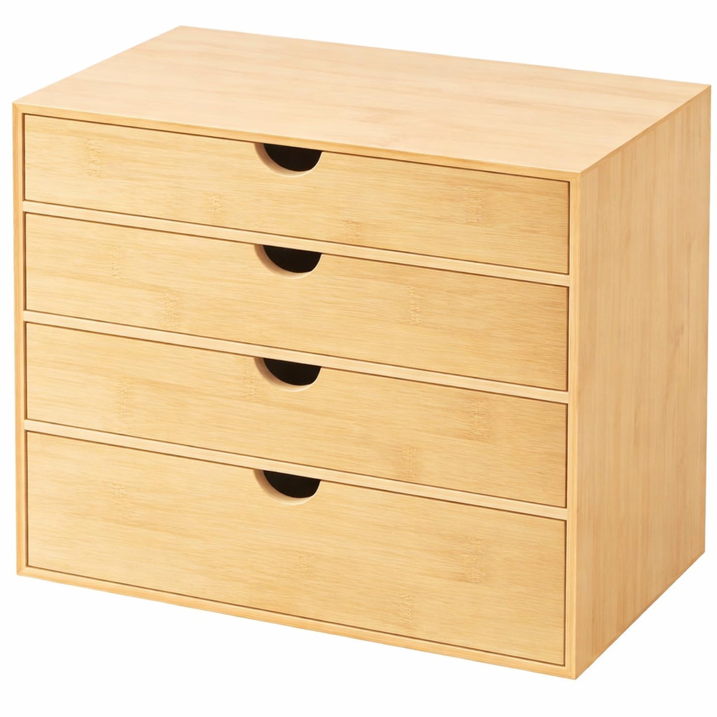 Neando Bamboo Desk Organizer with Drawers, 4-Tier Wooden Desk Organizer, Small Desktop Storage for Office Supplies, Makeup, Accessories, Space-Saving Organizer for Desk, Vanity & Home