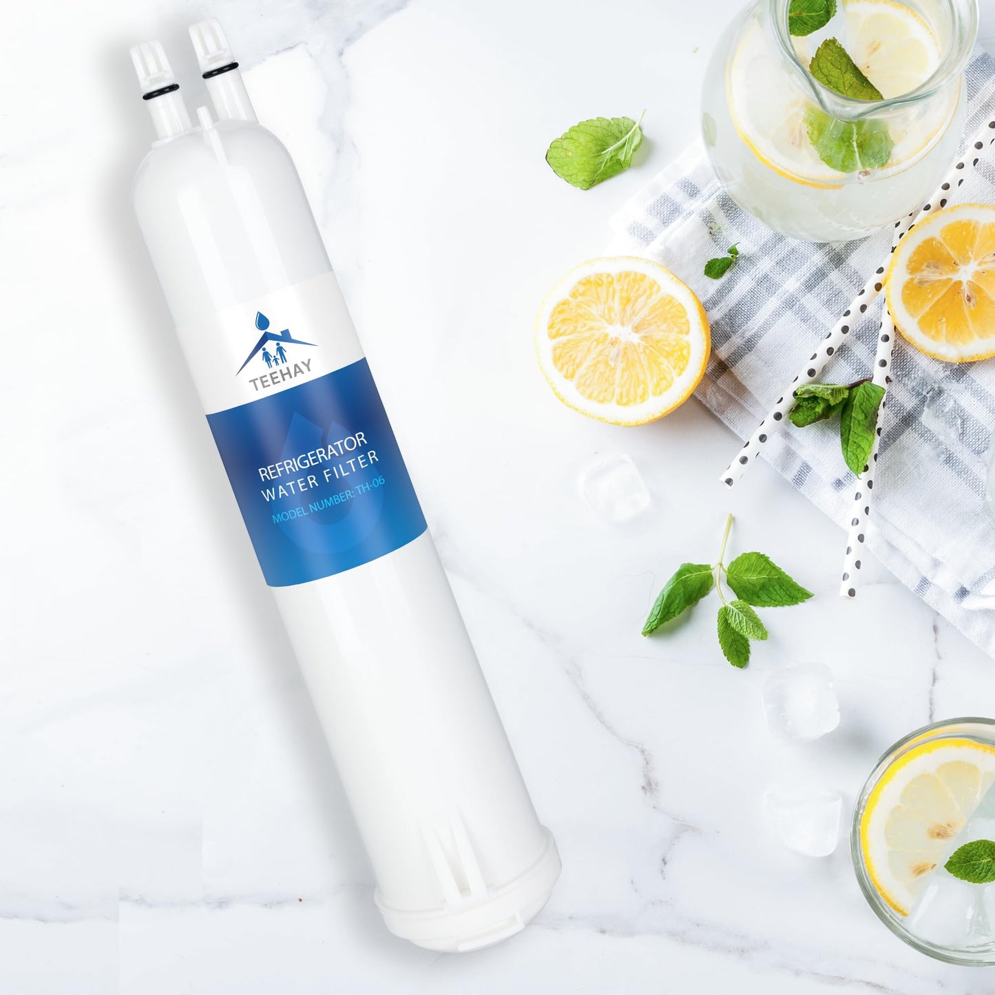 TEEHAY EDR3RXD1 Water Filter Replacement, Compatible with EveryDrop Filter 3, Whirlpool ED5FVGXWS, ED5GVEXVD, ED5VHEXVB, ED5VHEXVQ, ED5FHEXVS, ED5KVEXVB, ED5KVEXVQ, ED2KVEXVL, 4 Pack