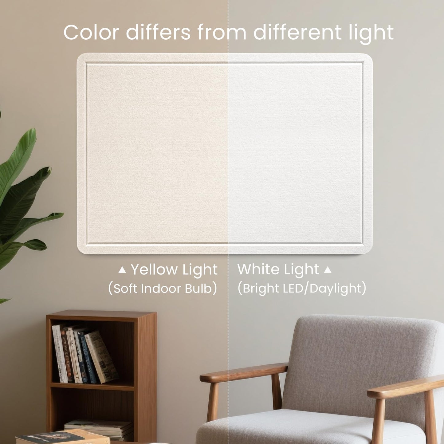 Lightomorrow Bulletin Board, 36 x 24 Inches Cork Board Alternative Decorative Felt Pin Board with Safe Removable Adhesives & 20 Push Pins for Home Office Classroom Walls-Creamy White