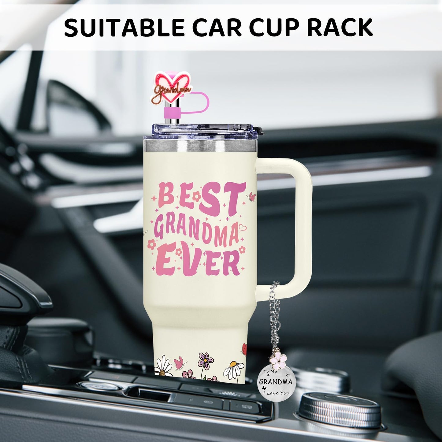 AiHeart Grandma Gifts,Gift for Grandmother,Birthday Gift for Grandmother,Mother's Day Gifts for Granny,40oz Double wall vacuum insulation Tumbler with Handle,Best Grandma Ever Tumbler