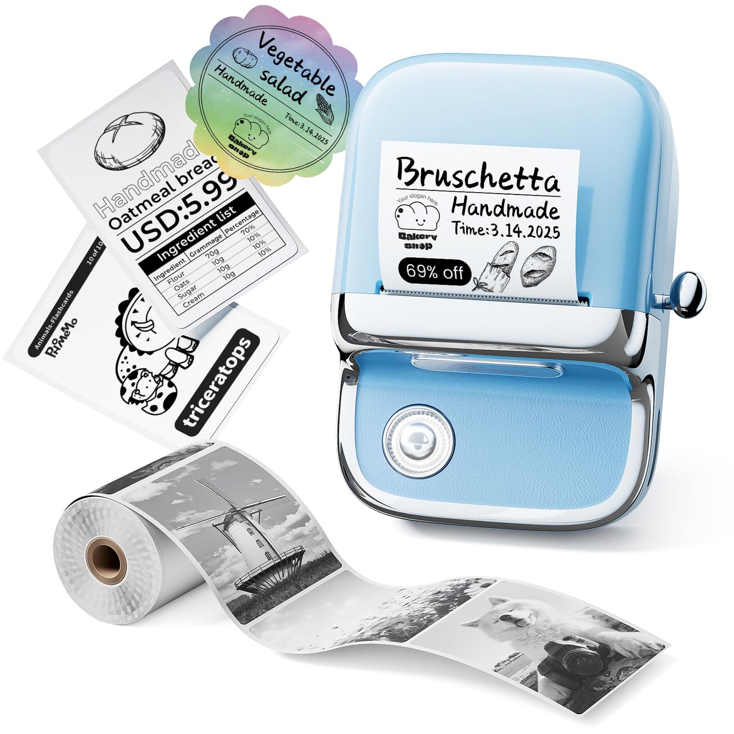 Phomemo M150 Label Maker - 2" Bluetooth Thermal Printer, 203DPI Auto-Return, 700+ Templates, Works with Phone/PC