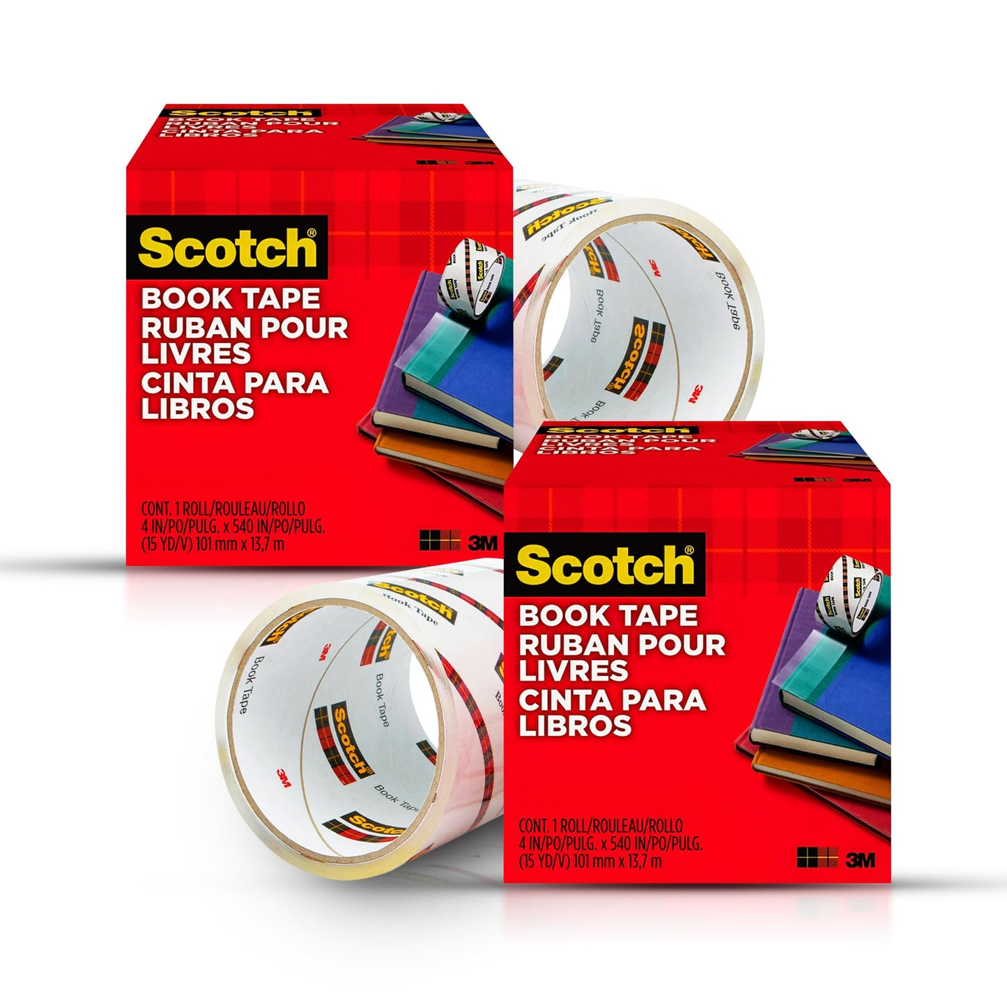 Scotch Book Repair Tape, Clear, 4 Inches x 15 Yards (3-Inch Core), 2 Rolls – Extra-Wide Durable Binding Tape for Book Repair, Reinforcing & Document Protection
