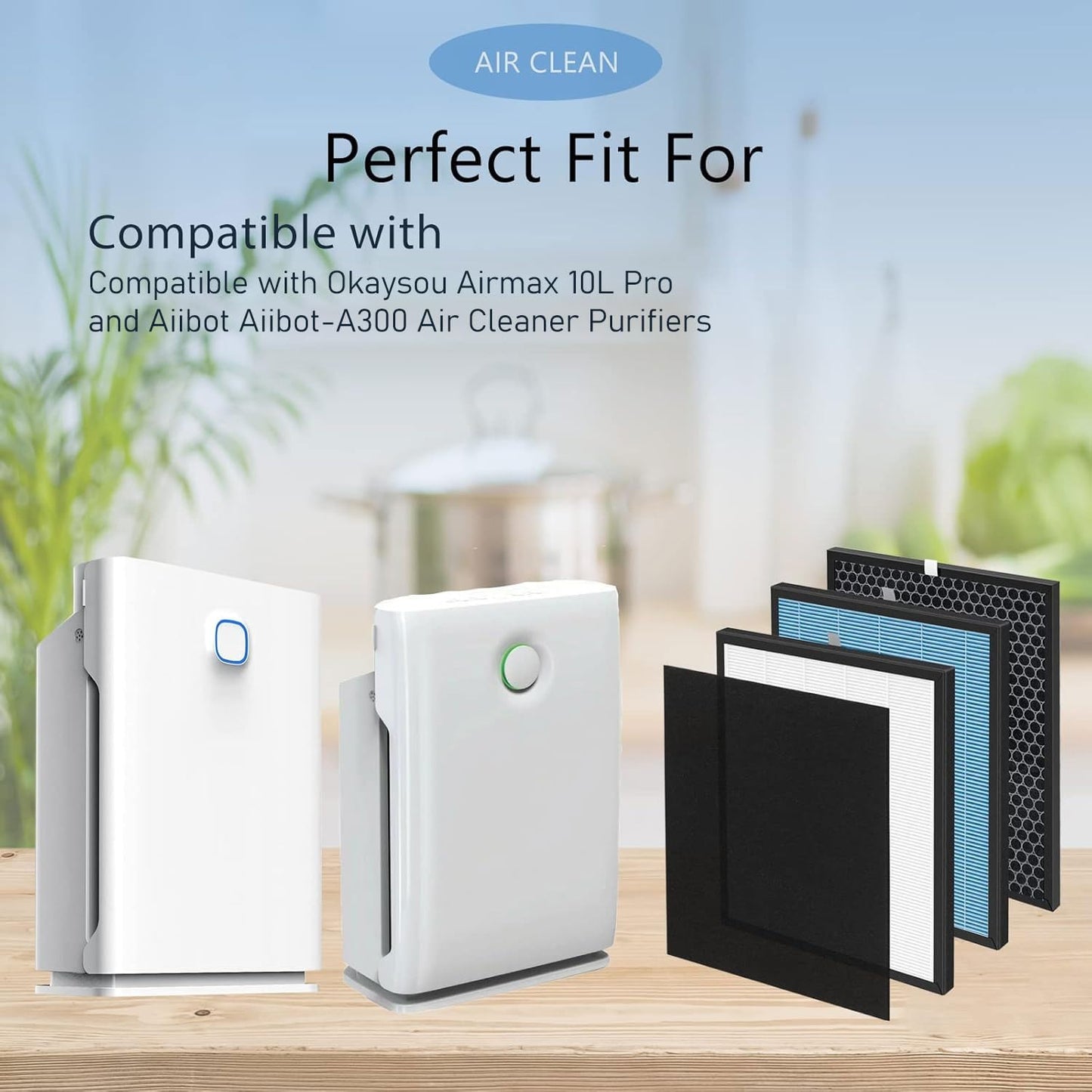 3-Set 10L Pro HEPA Filter Replacement Kit Compatible with Okaysou Airmax 10L Pro and Aiibot-A300 Air Cleaner Purifiers