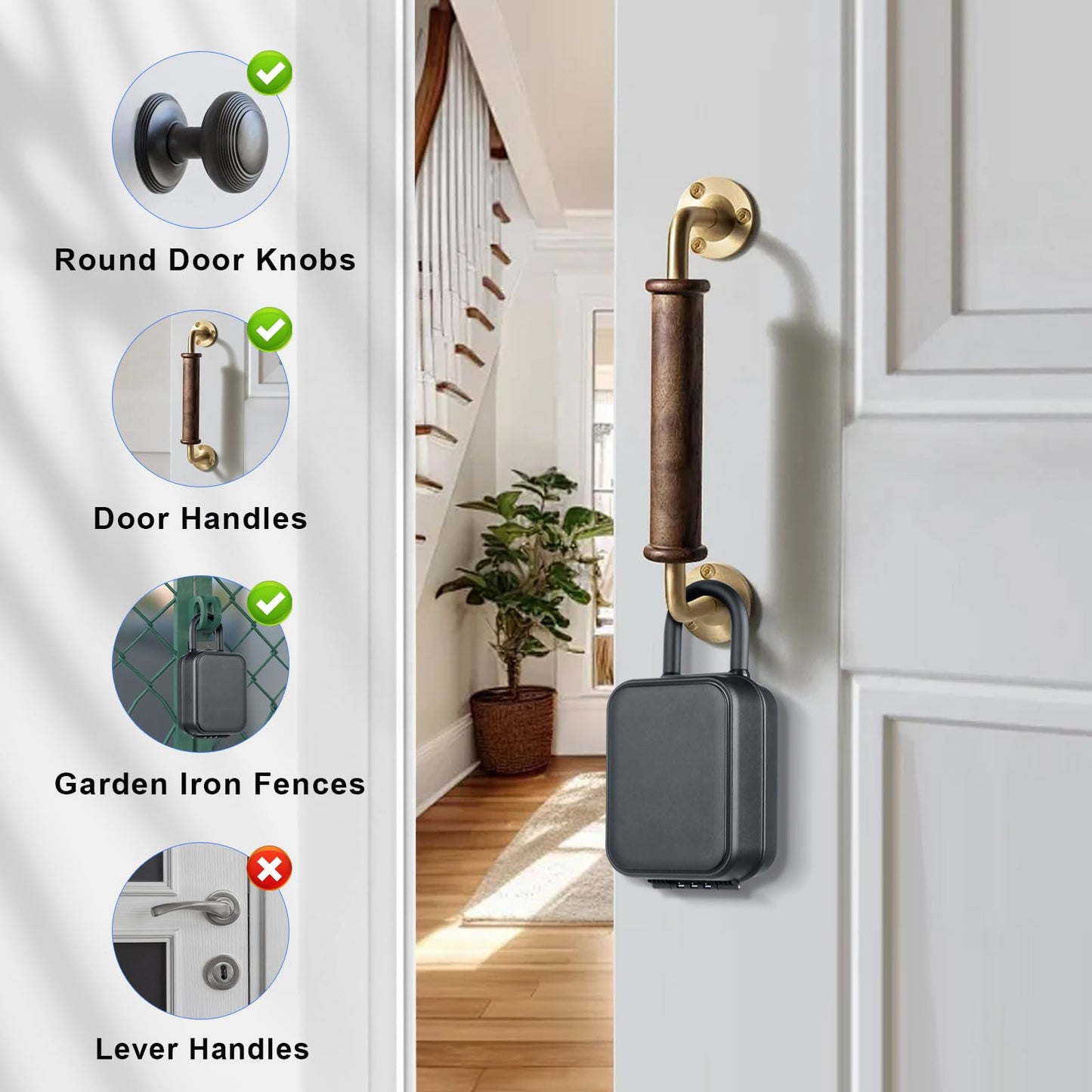 Prohomchoic Smart Lock Box for Keys, Bluetooth & PIN Code Unlock, APP Controlled Electronic Key Lockbox for Doorknobs Handles, Generate eKeys & Passcodes Remotely for Airbnb Rental Realtor (Portable)