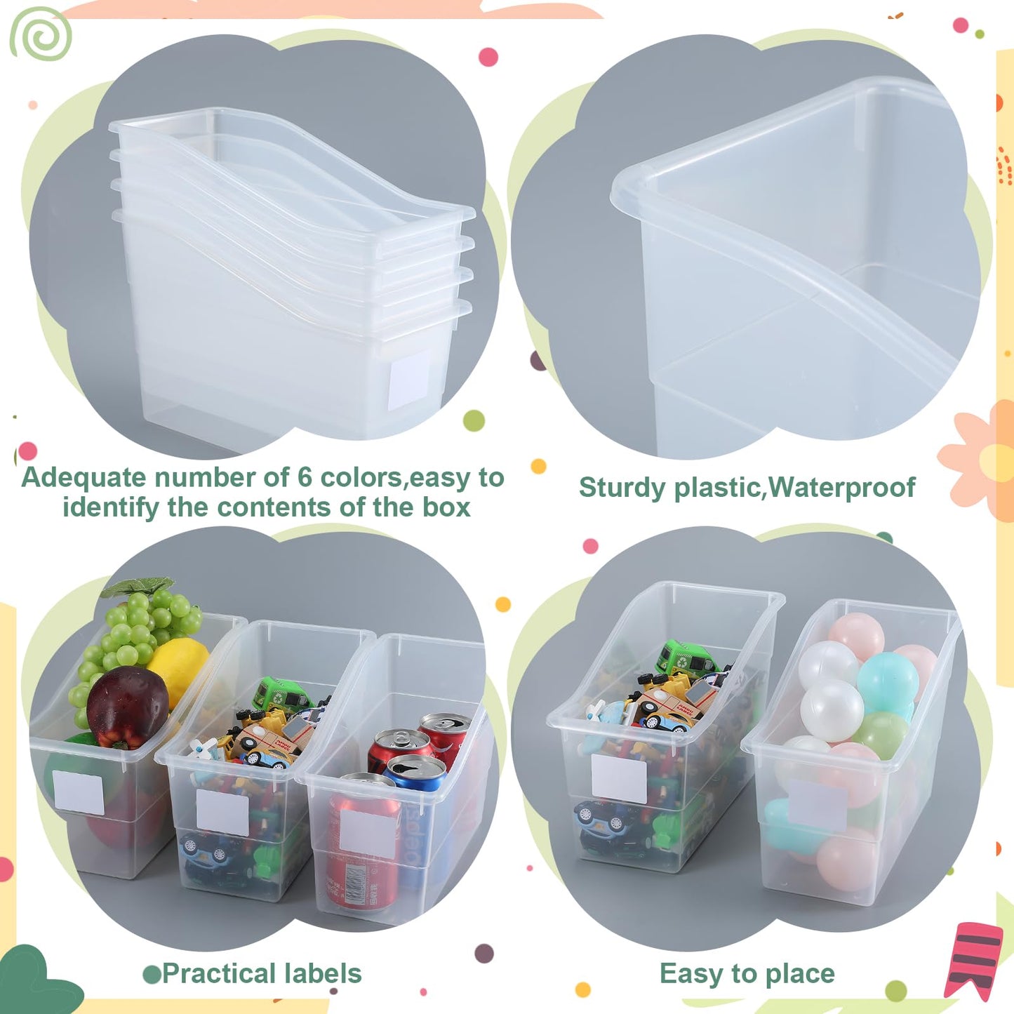 Suzile 12 Pcs Book Bins with Labels Linking Storage Bins Folder Magazine File Holder Interlocking Plastic Book Organizer Container for Office Classroom Home (Clear)