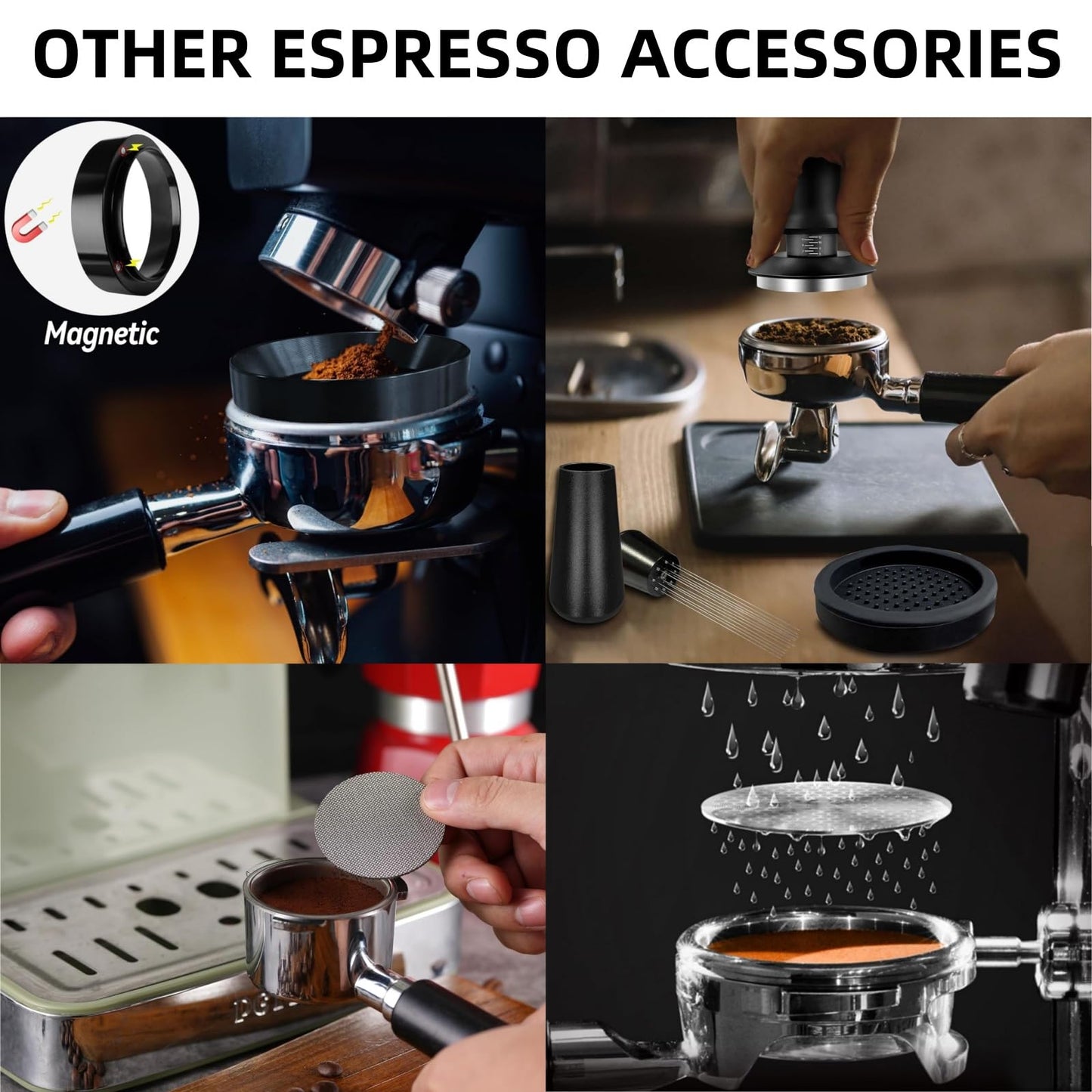 Midochin 25PCS Espresso Accessories Kit - 51mm Spring Loaded Coffee Tamper Set, WDT Tool, Tamper Mat, Coffee Stirrer, puck screen, Frothing Pitcher, Art Pen, Dosing Funnel, Sprinkler Powder, Stencils