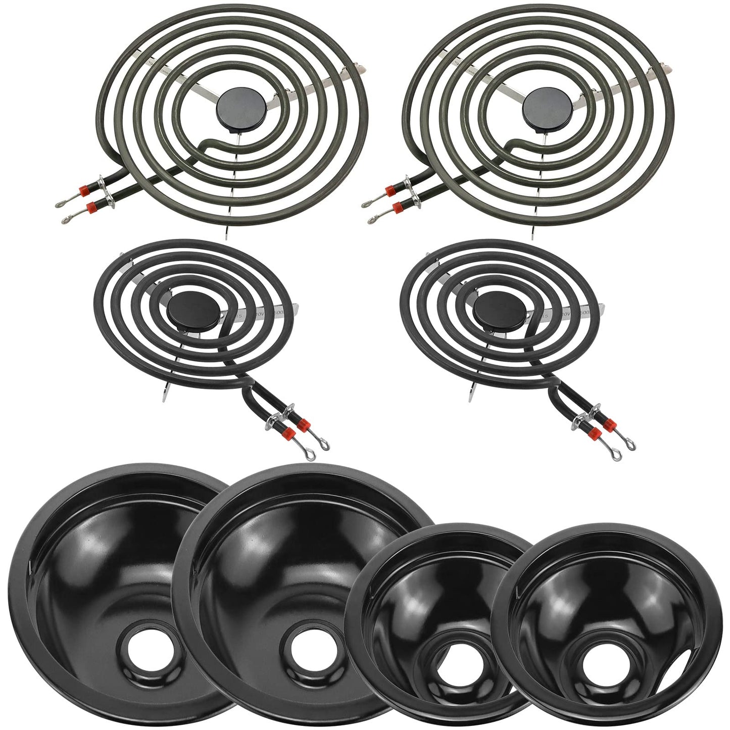 5304430149 5304430150 Black Porcelain Drip Pan & MP22YA Electric Stove Burner Replacement for F-rigidaire/Ken-more/T-appan, 318067041 318067051 Stove Drip Pans & Stove Burner Replacement by Fetechmate