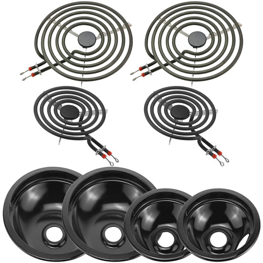 5304430149 5304430150 Black Porcelain Drip Pan & MP22YA Electric Stove Burner Replacement for F-rigidaire/Ken-more/T-appan, 318067041 318067051 Stove Drip Pans & Stove Burner Replacement by Fetechmate