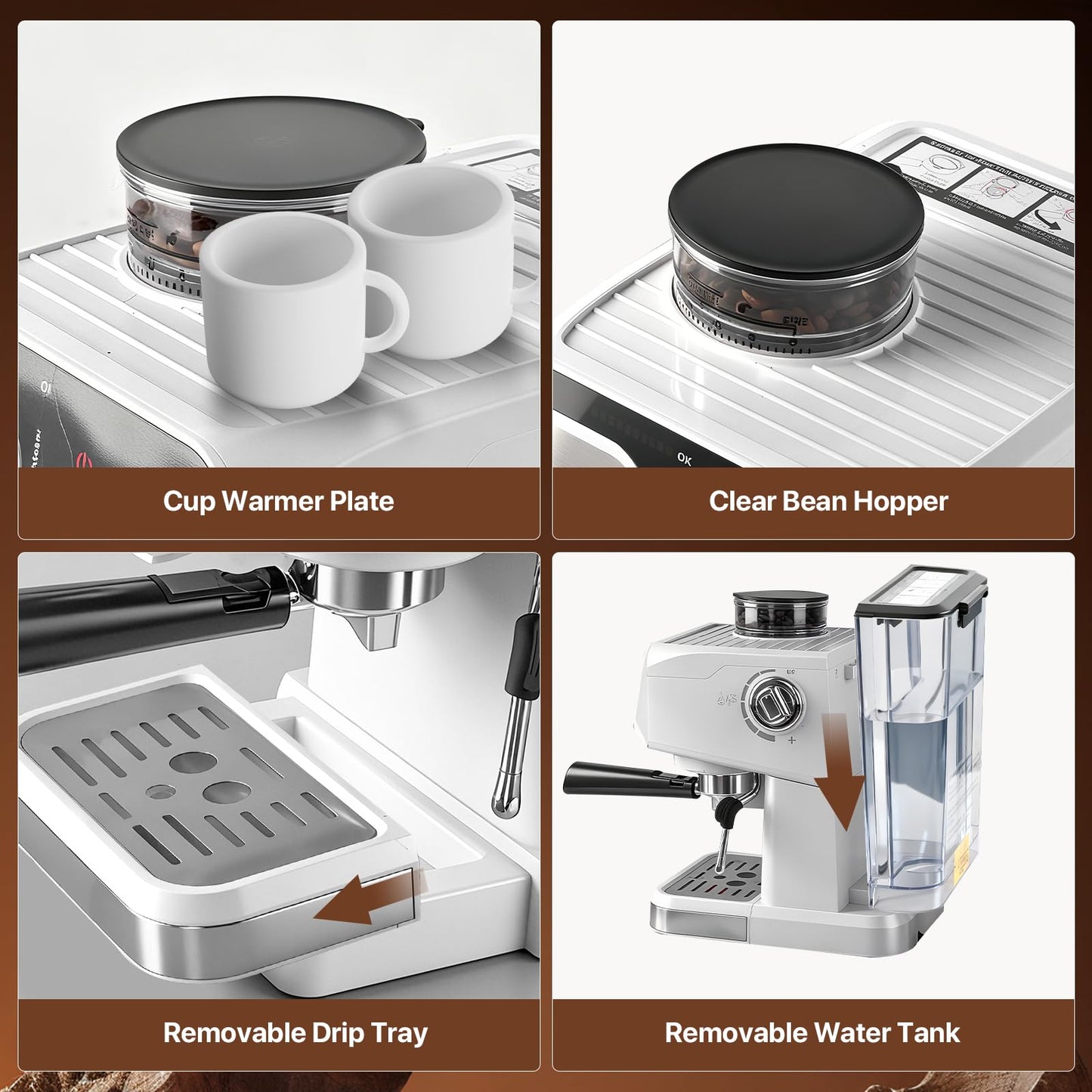 oveisn Espresso Machine Professional Home Espresso Maker Espresso Coffee Fast Heating for Cappuccino/Latte Coffee Machine for Home, Office for Latte Cappuccino-White