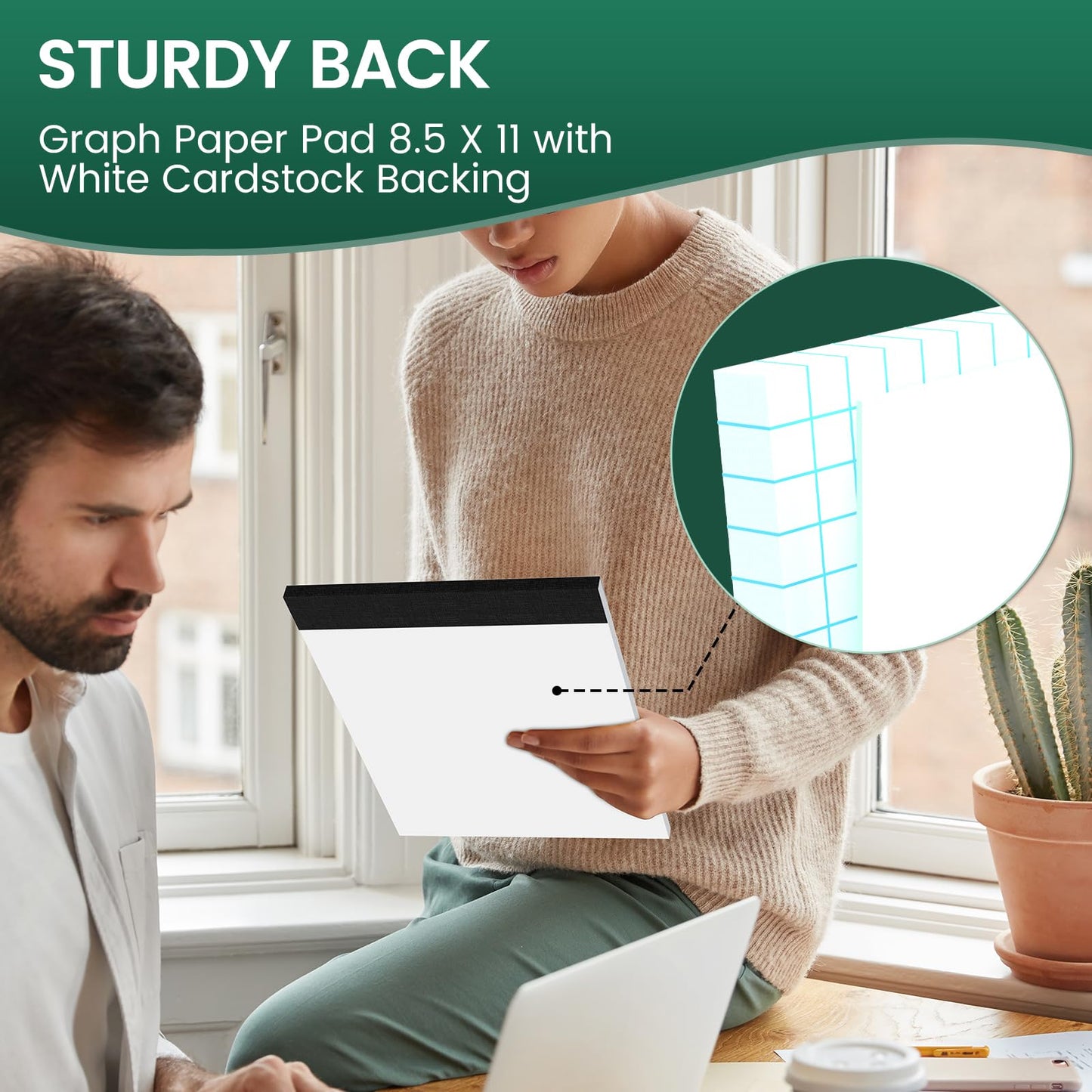 Ciphyfee Graph Paper 8.5 X 11, 20 Pack, 4x4 Quad Ruled, Grid Paper Pad 8-1/2" X 11.75", Grid Pad 8.5 X 11.75, Engineering Notebook, Easy Tears Off, White 70 Gsm Graft Paper