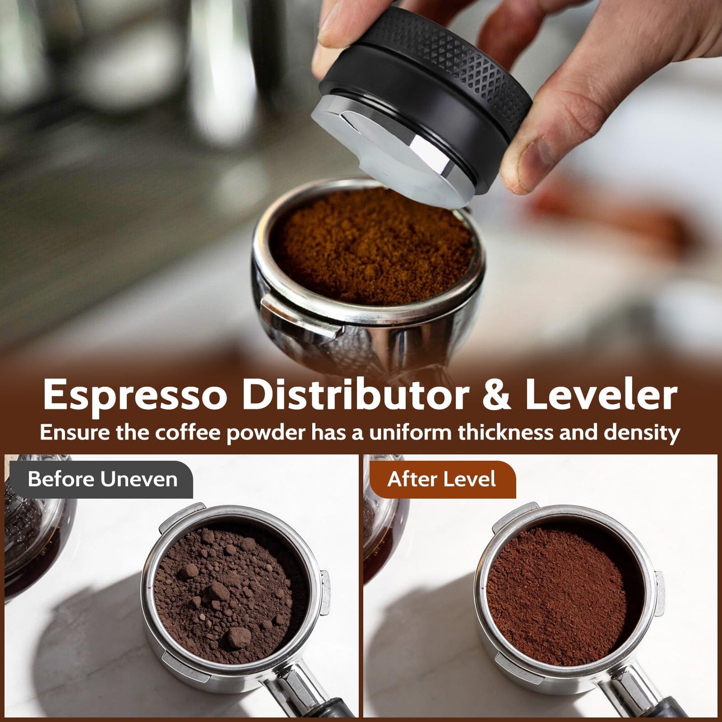 7 PCS Espresso Accessories, 54mm Espresso Tamper Tools, Coffee Distributor, WDT Tool Espresso Machine Accessories, Food Grade Silicone Espresso Tamping Mat, Dosing Funnel, Cleaning Brush & Puck Screen